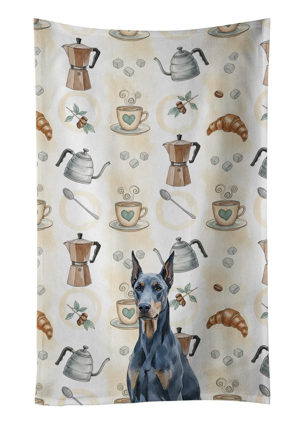 Caroline's Treasures Blue Doberman Pinscher Coffee Bar Kitchen Towel