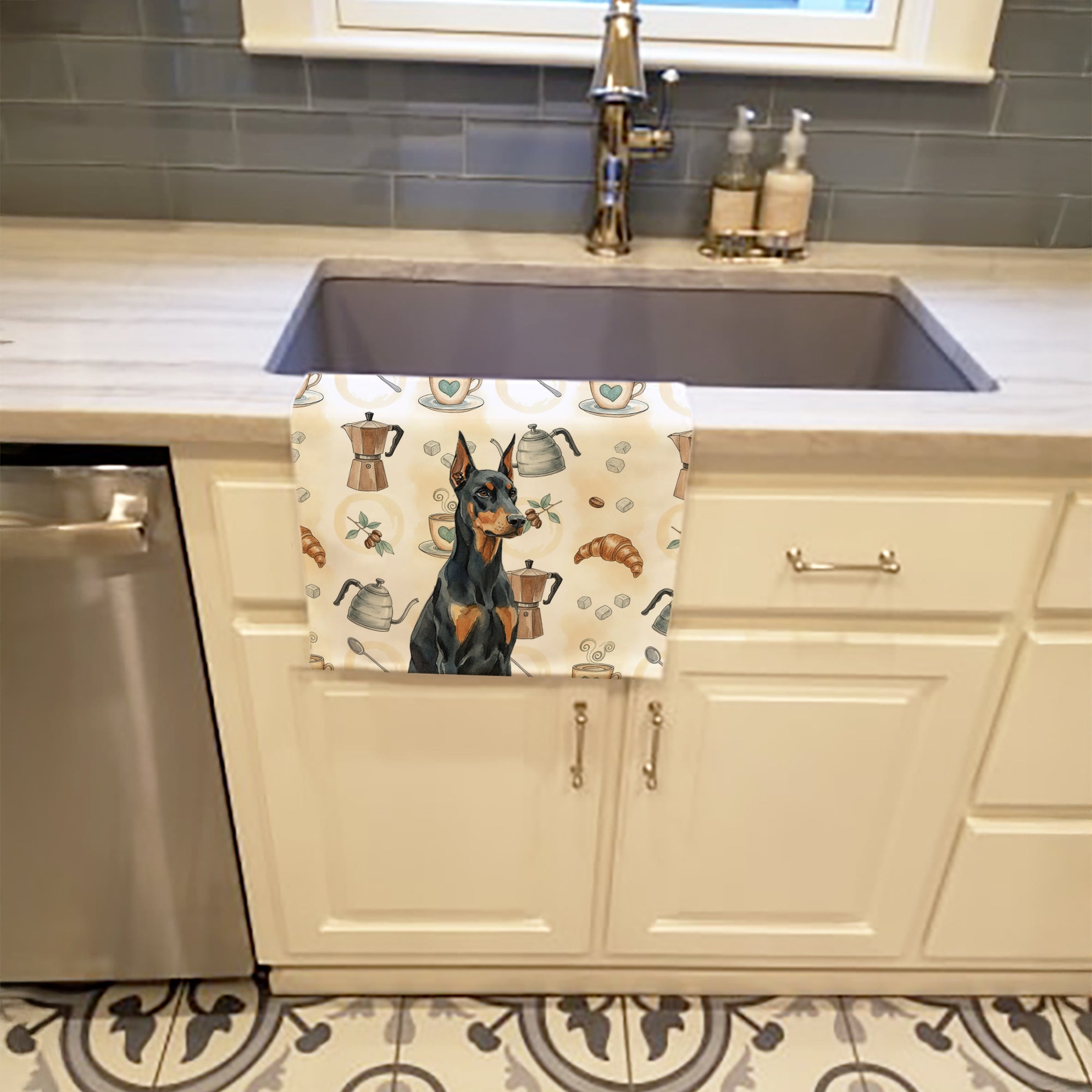 Caroline's Treasures Doberman Pinscher Coffee Bar Kitchen Towel