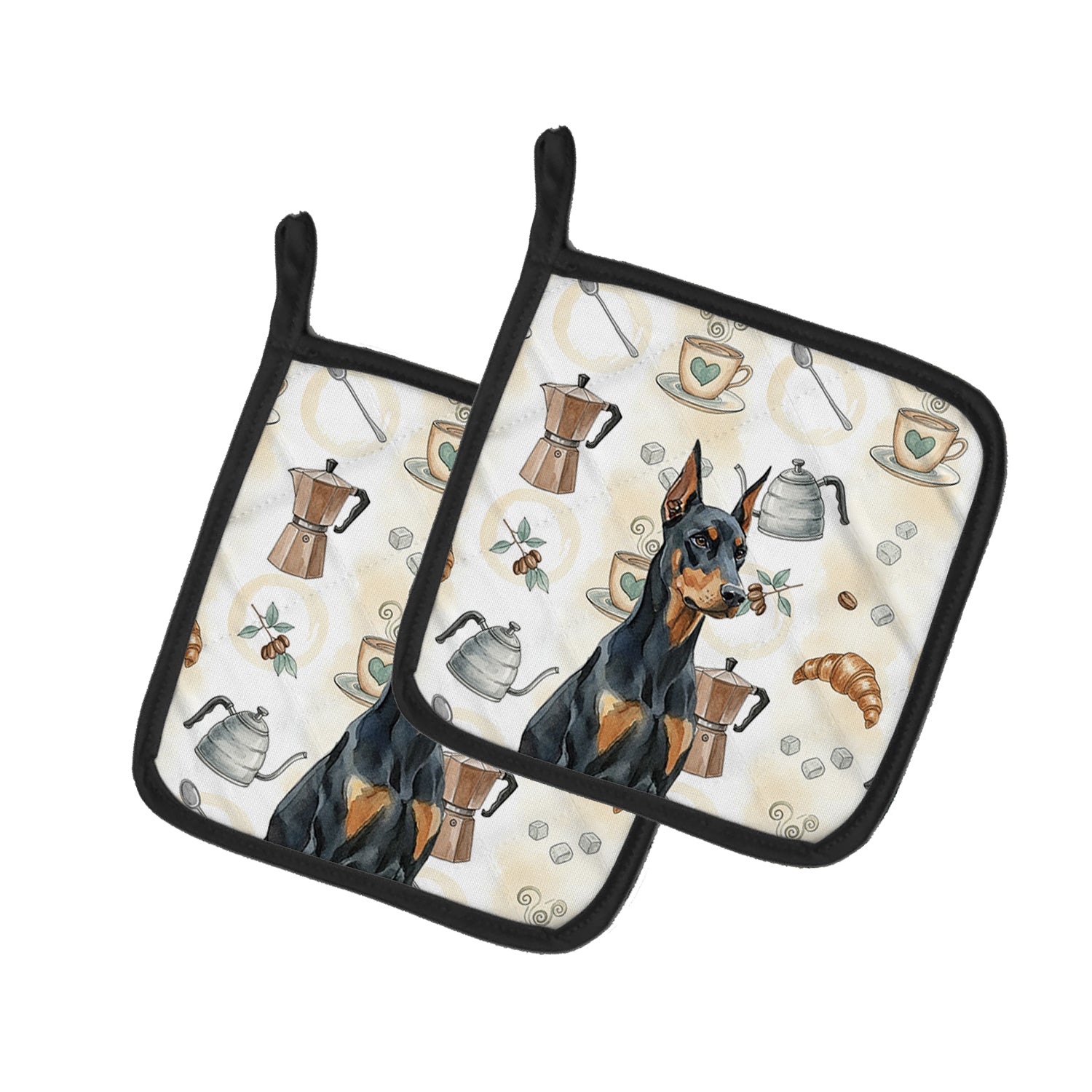 Caroline's Treasures Doberman Pinscher Coffee Bar Pair of Pot Holders