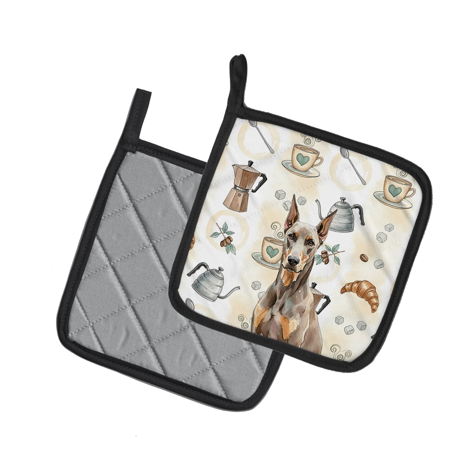 Caroline's Treasures Fawn Doberman Pinscher Coffee Bar Pair of Pot Holders