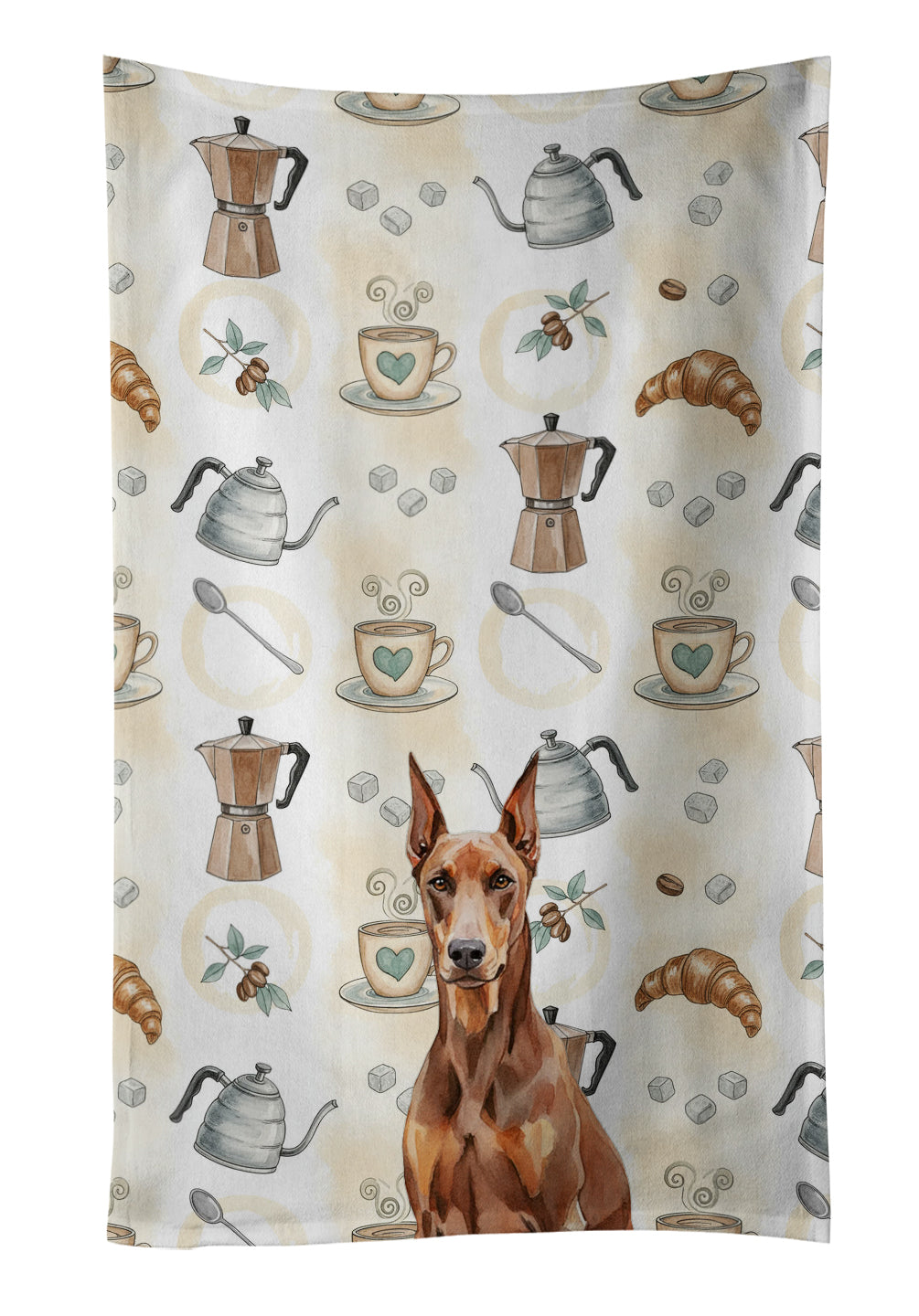 Caroline's Treasures Red Doberman Pinscher Coffee Bar Kitchen Towel