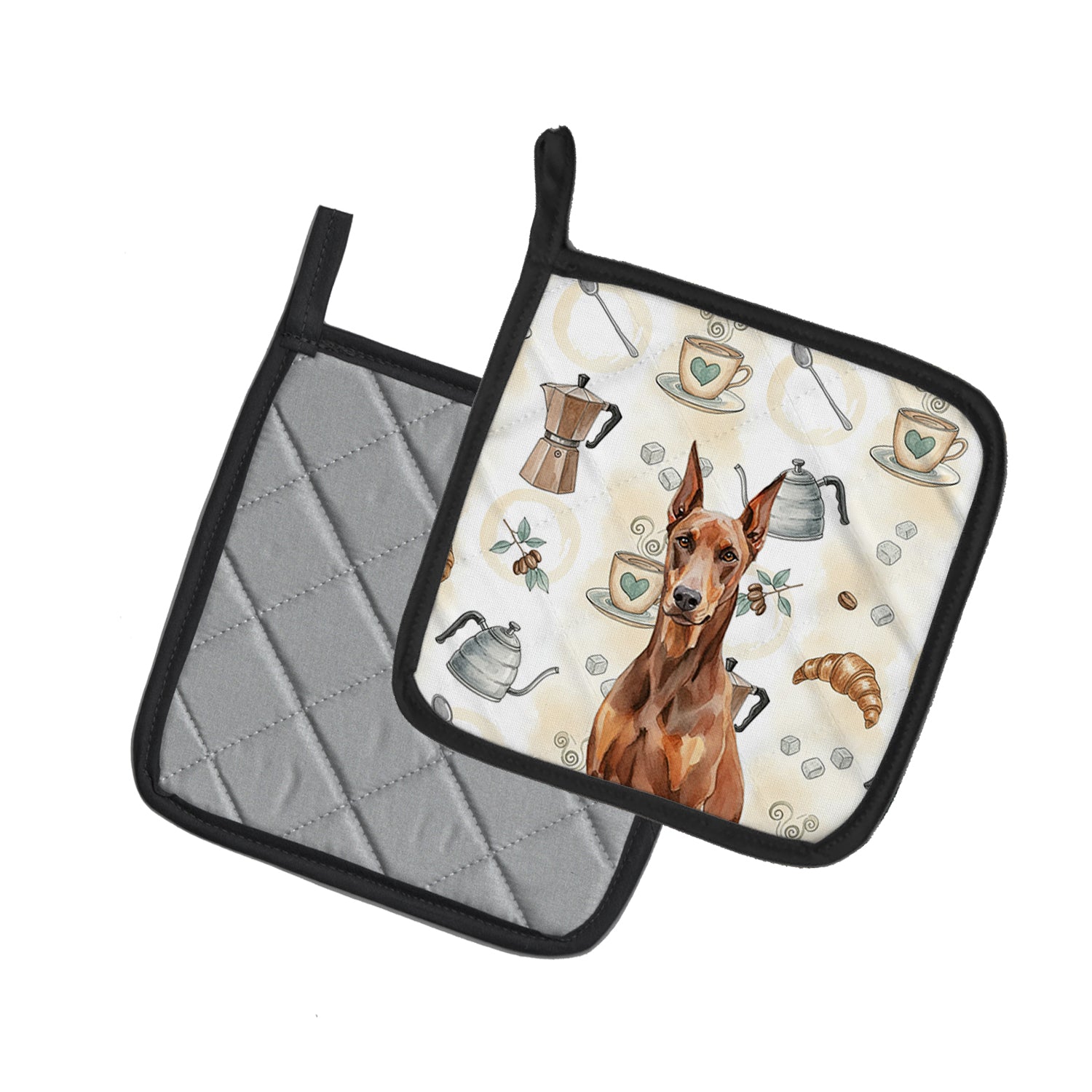 Caroline's Treasures Red Doberman Pinscher Coffee Bar Pair of Pot Holders