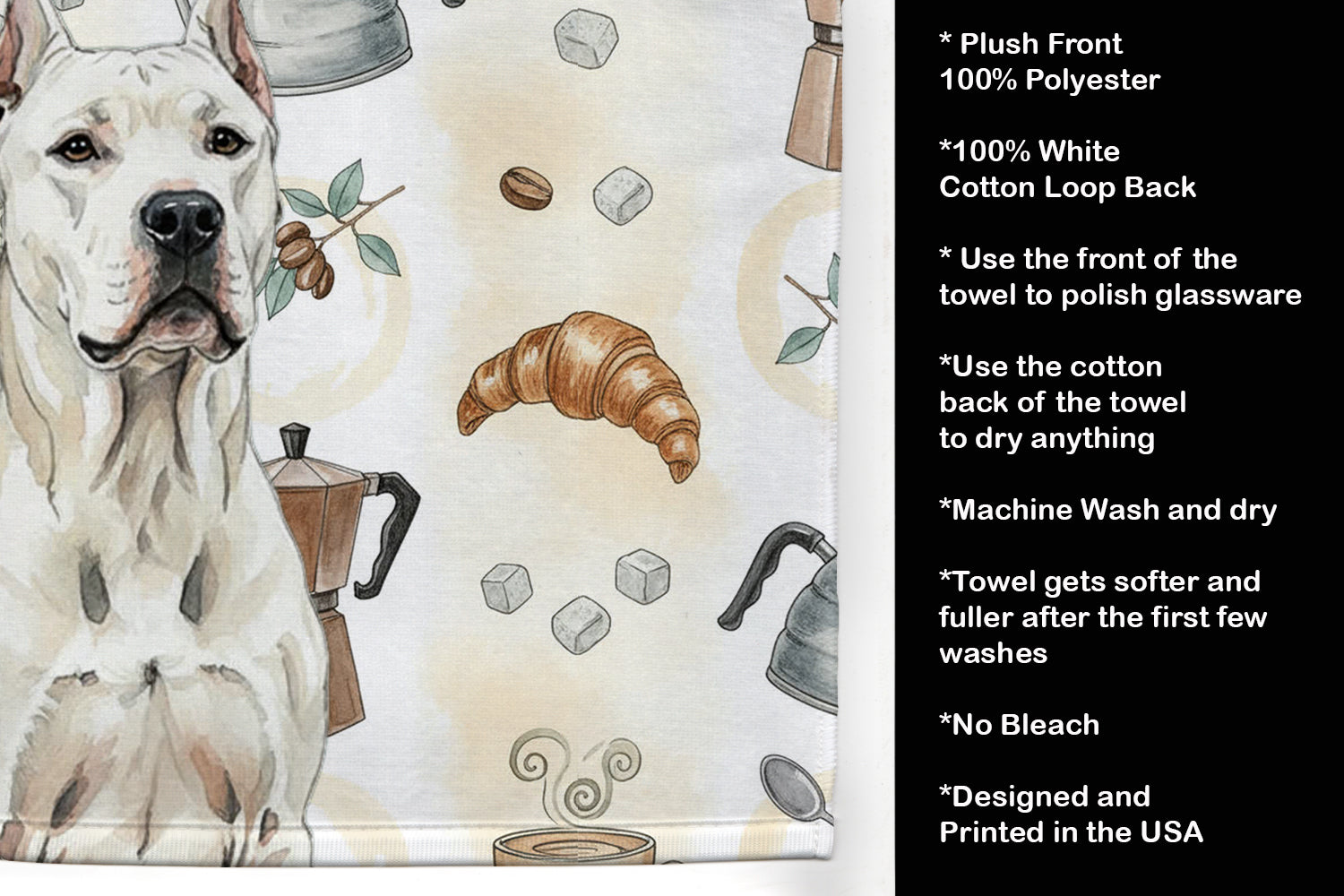 Caroline's Treasures Dogo Argentino Coffee Bar Kitchen Towel