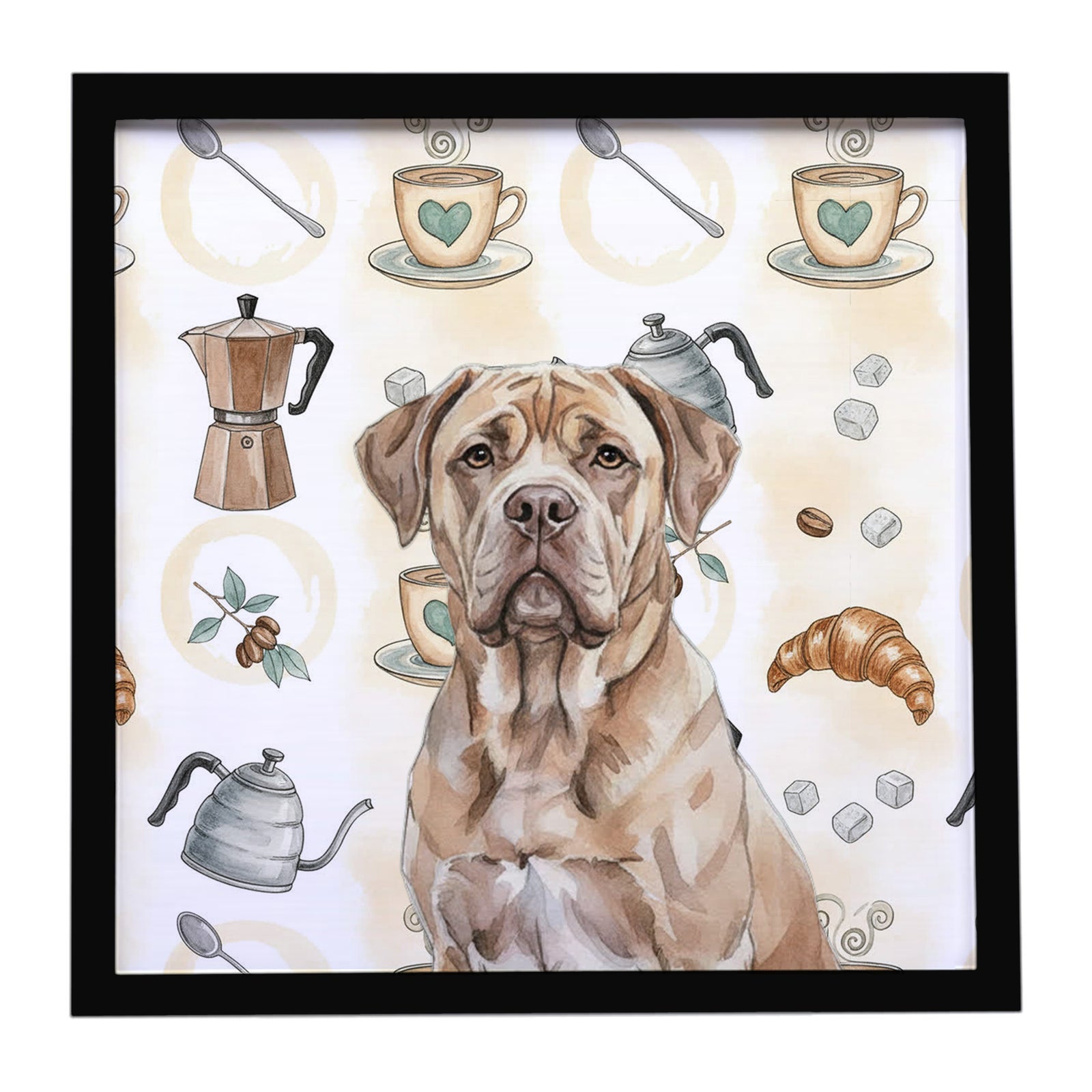 Caroline's Treasures Isabella Dogue de Bordeaux Coffee Bar Framed Metal Print