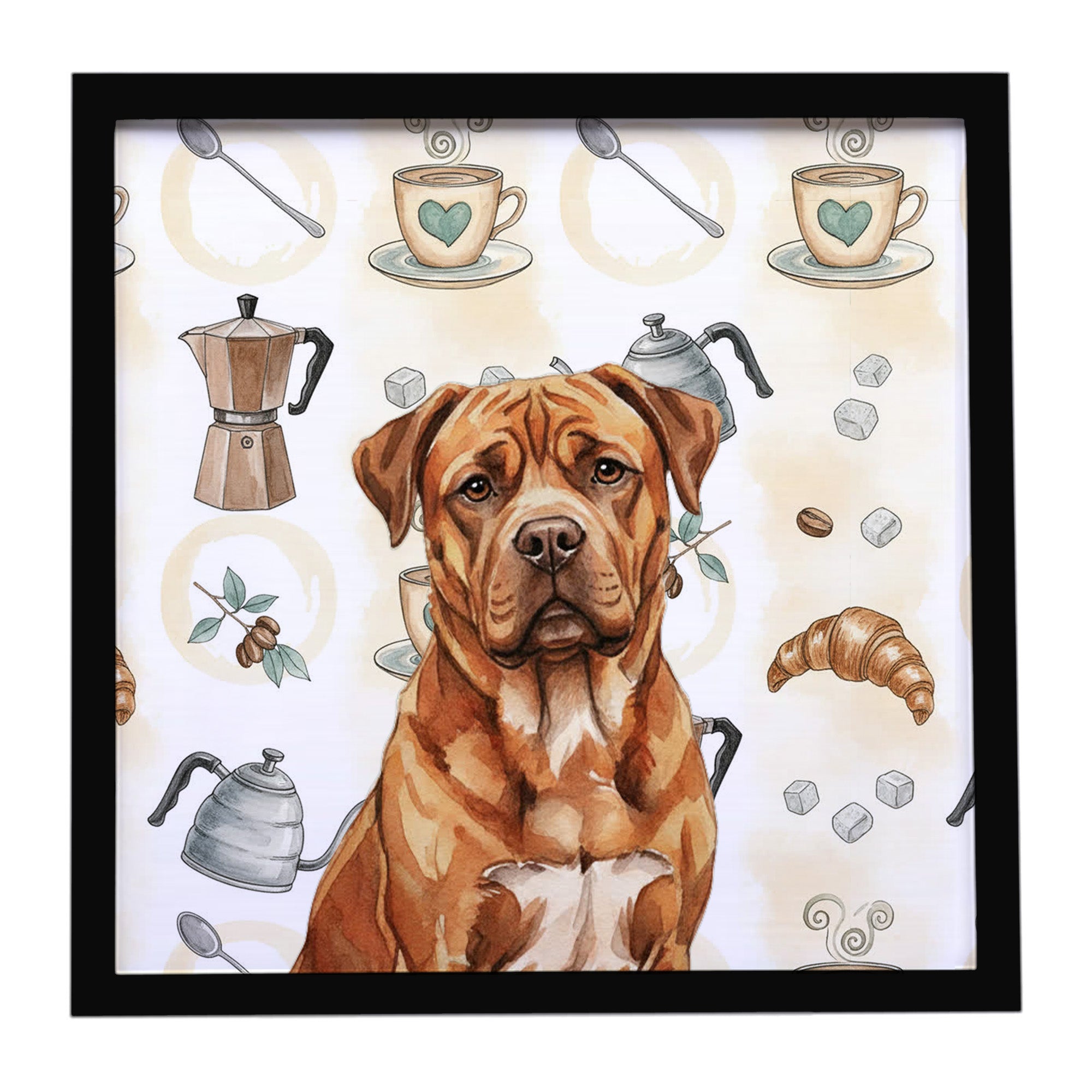 Caroline's Treasures Mahogany Dogue de Bordeaux Coffee Bar Framed Metal Print