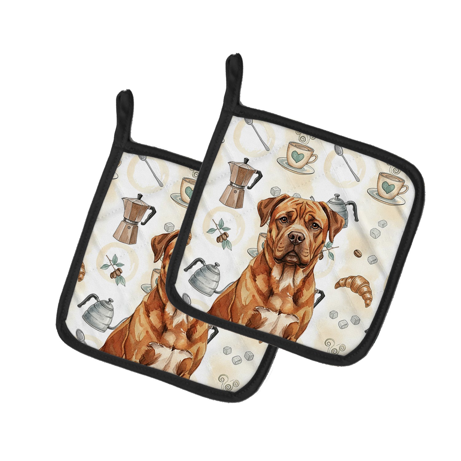 Caroline's Treasures Mahogany Dogue de Bordeaux Coffee Bar Pair of Pot Holders