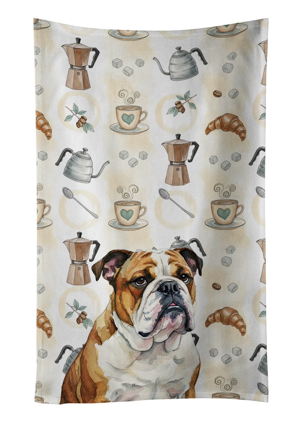 Caroline's Treasures Brindle and White English Bulldog Coffee Bar Kitchen Towel