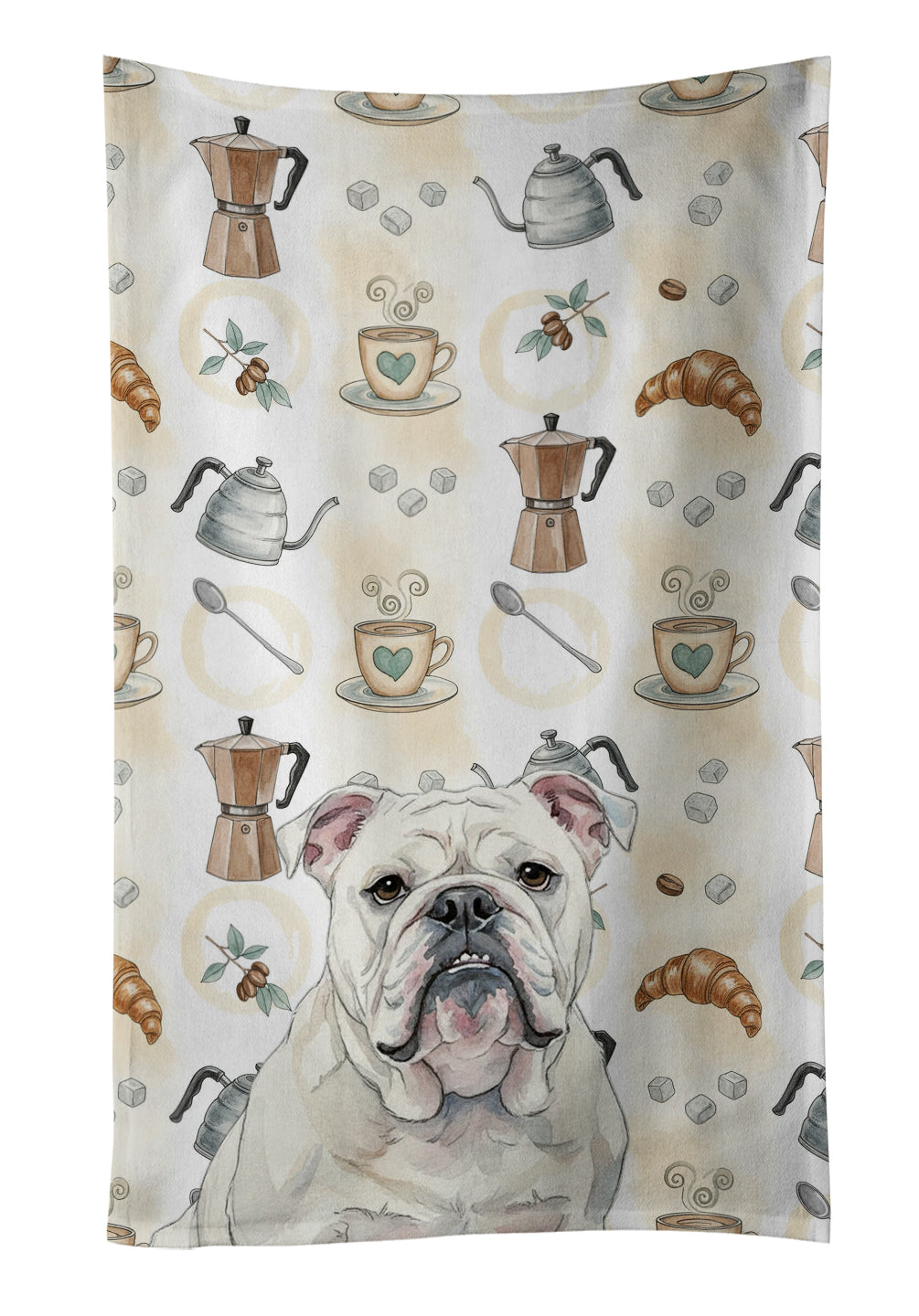 Caroline's Treasures White English Bulldog Coffee Bar Kitchen Towel
