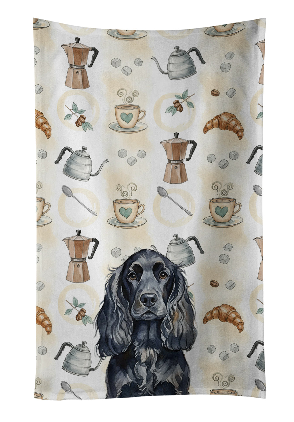 Caroline's Treasures Black English Cocker Spaniel Coffee Bar Kitchen Towel