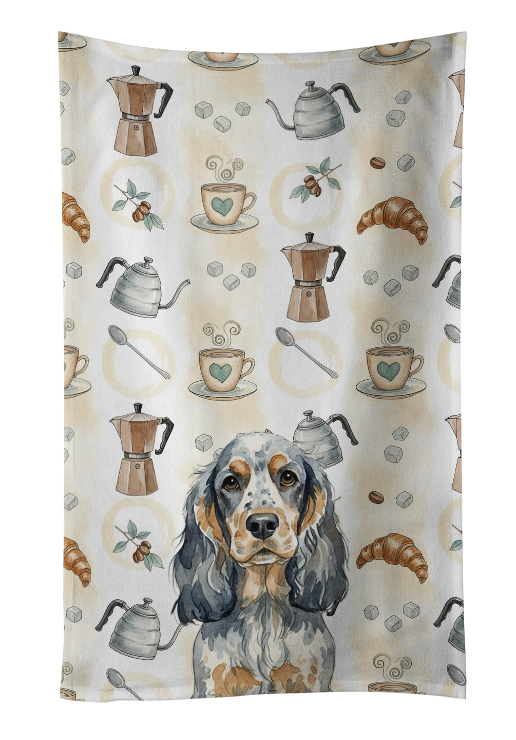 Caroline's Treasures Blue Roan & Tan English Cocker Spaniel Coffee Bar Kitchen Towel