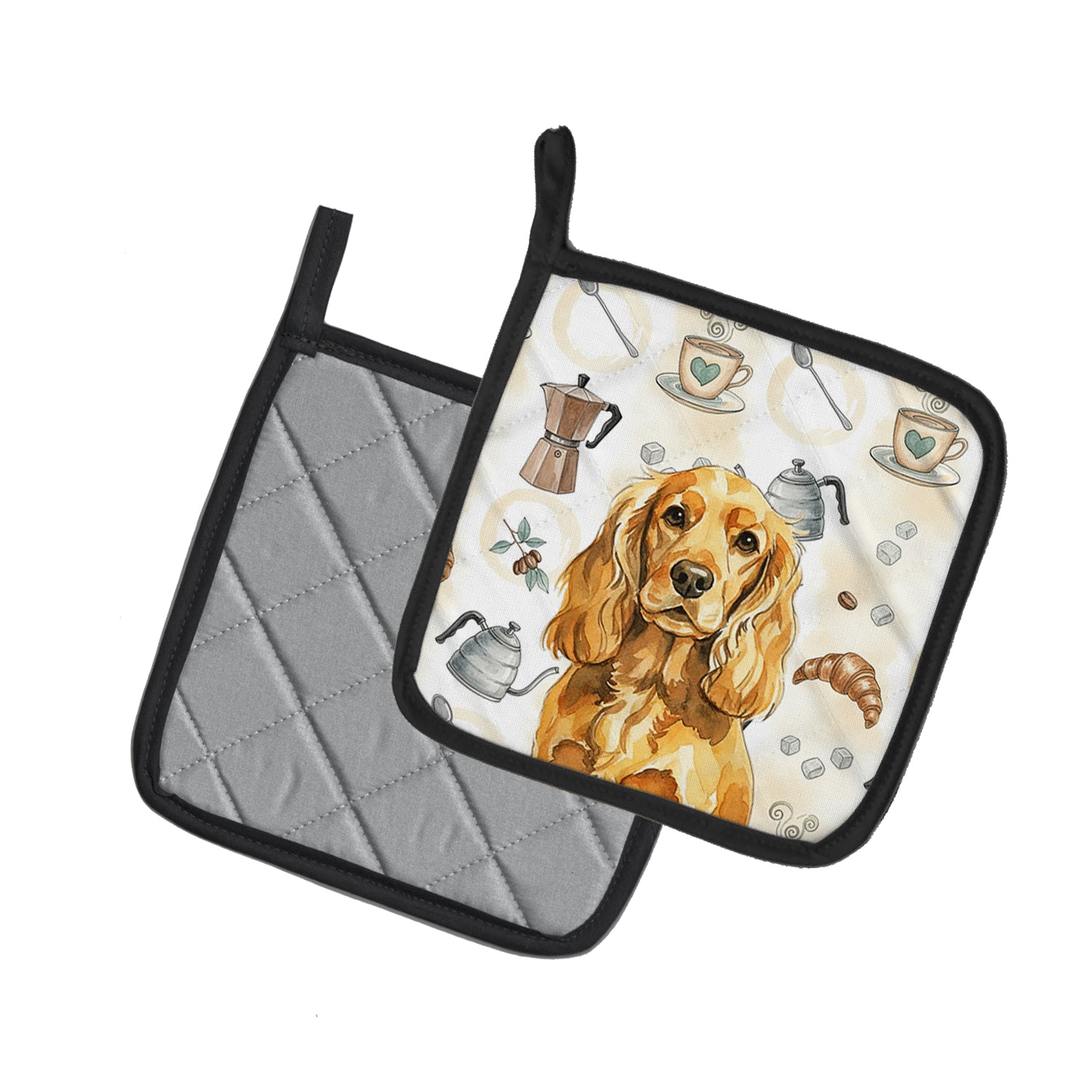 Caroline's Treasures Golden English Cocker Spaniel Coffee Bar Pair of Pot Holders