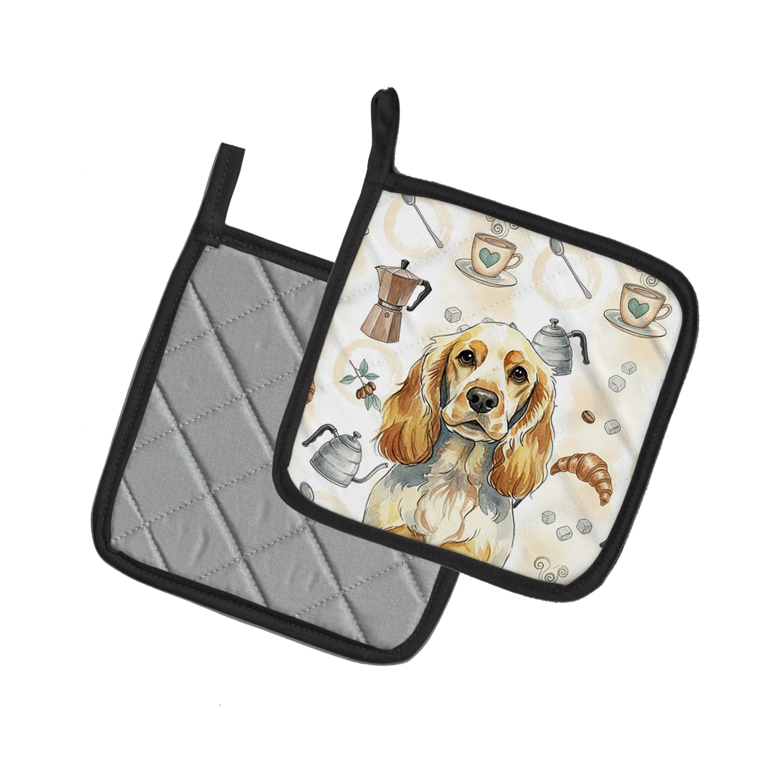 Caroline's Treasures Lemon Roan English Cocker Spaniel Coffee Bar Pair of Pot Holders