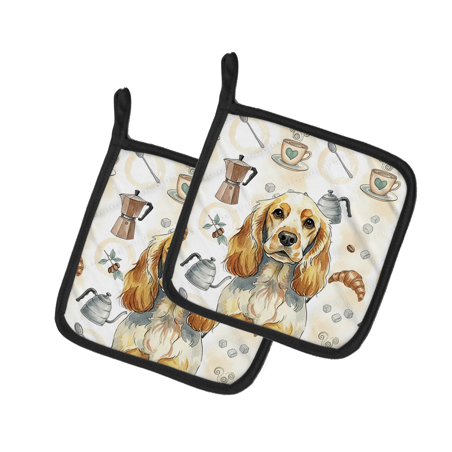 Caroline's Treasures Lemon Roan English Cocker Spaniel Coffee Bar Pair of Pot Holders