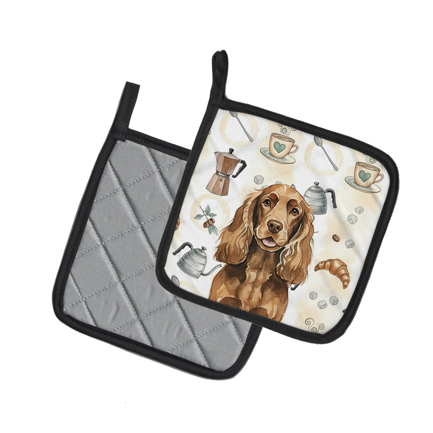 Caroline's Treasures Liver English Cocker Spaniel Coffee Bar Pair of Pot Holders
