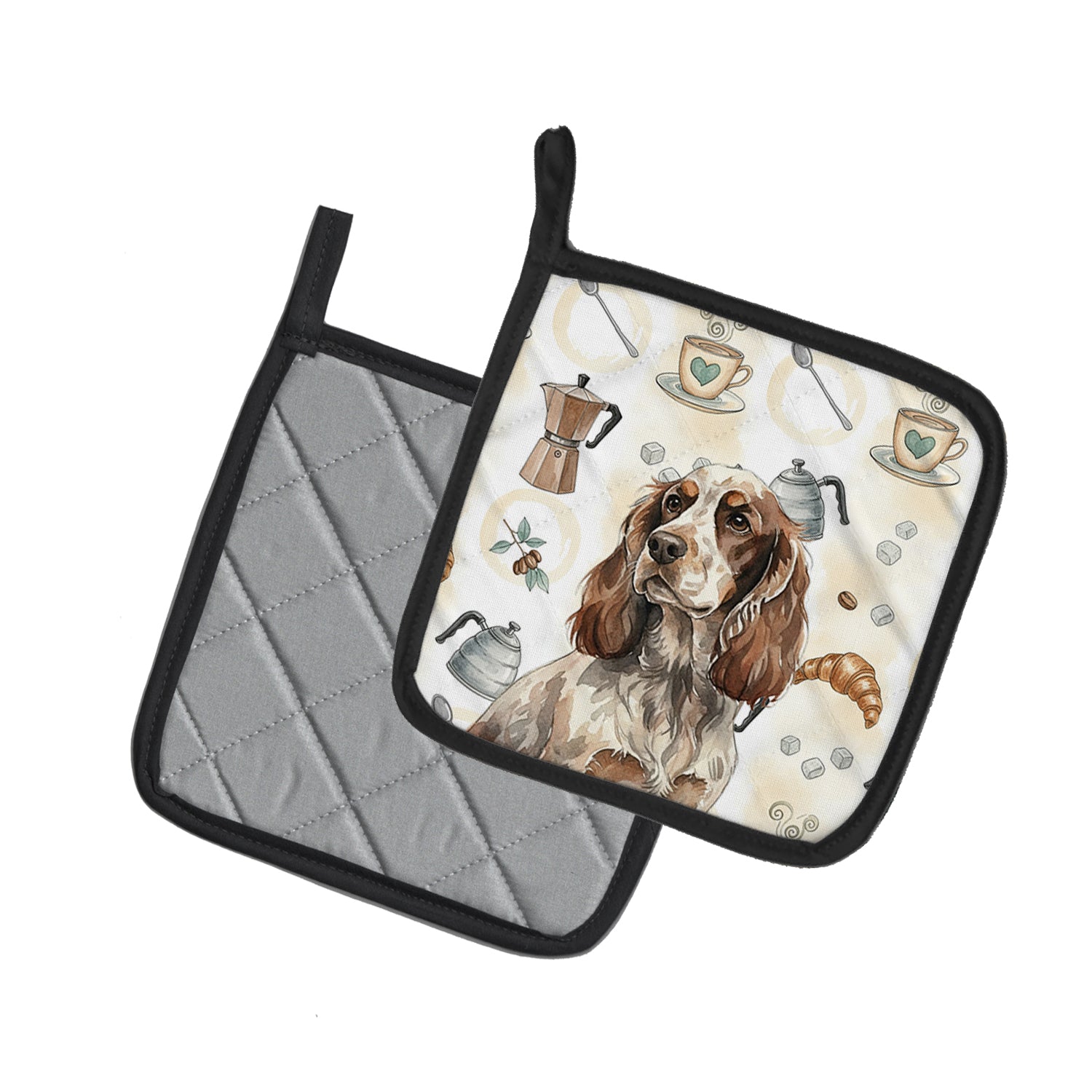 Caroline's Treasures Liver Roan English Cocker Spaniel Coffee Bar Pair of Pot Holders