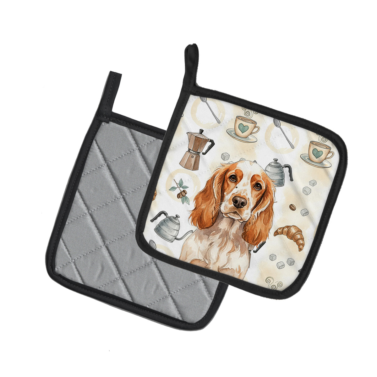 Caroline's Treasures Orange Roan English Cocker Spaniel Coffee Bar Pair of Pot Holders