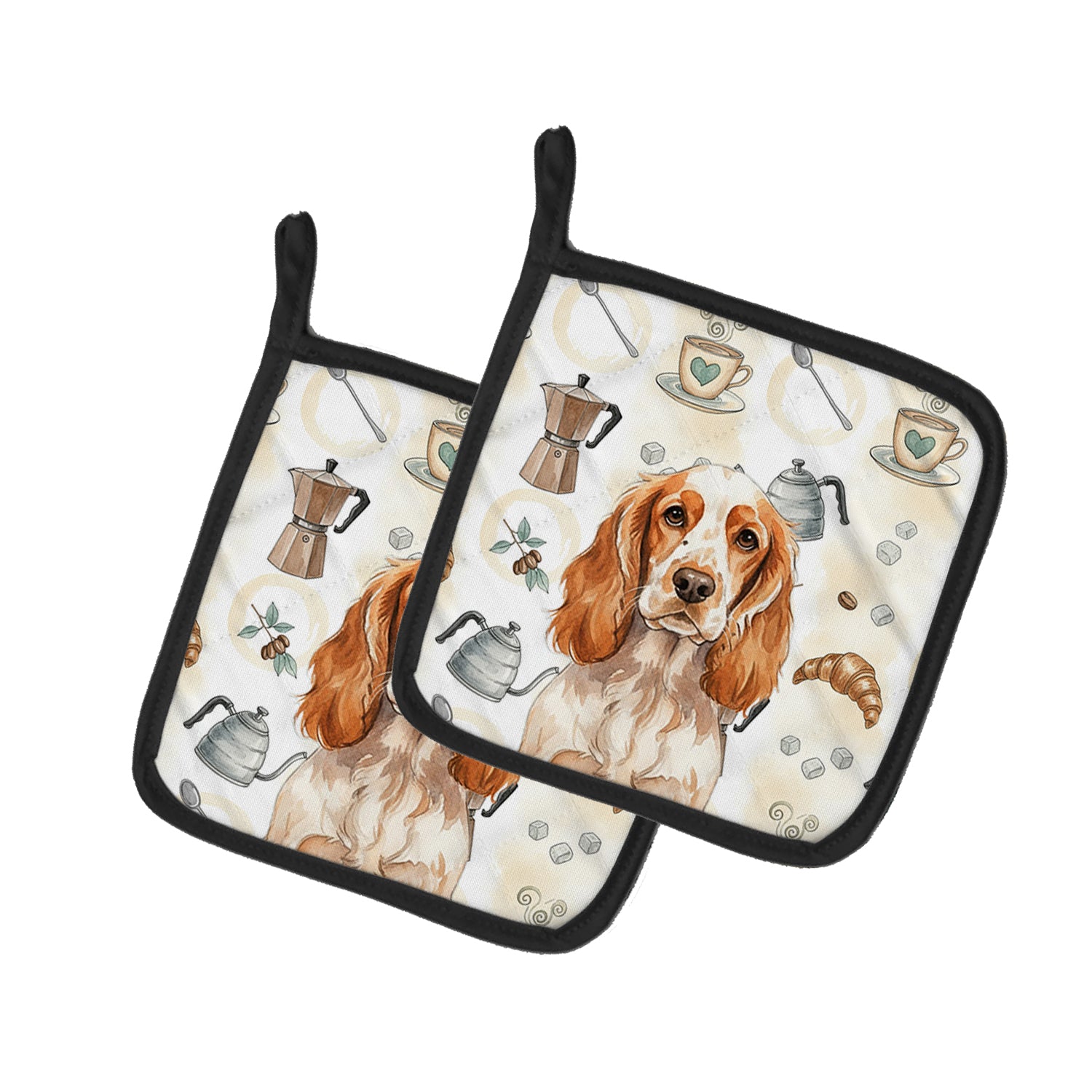 Caroline's Treasures Orange Roan English Cocker Spaniel Coffee Bar Pair of Pot Holders