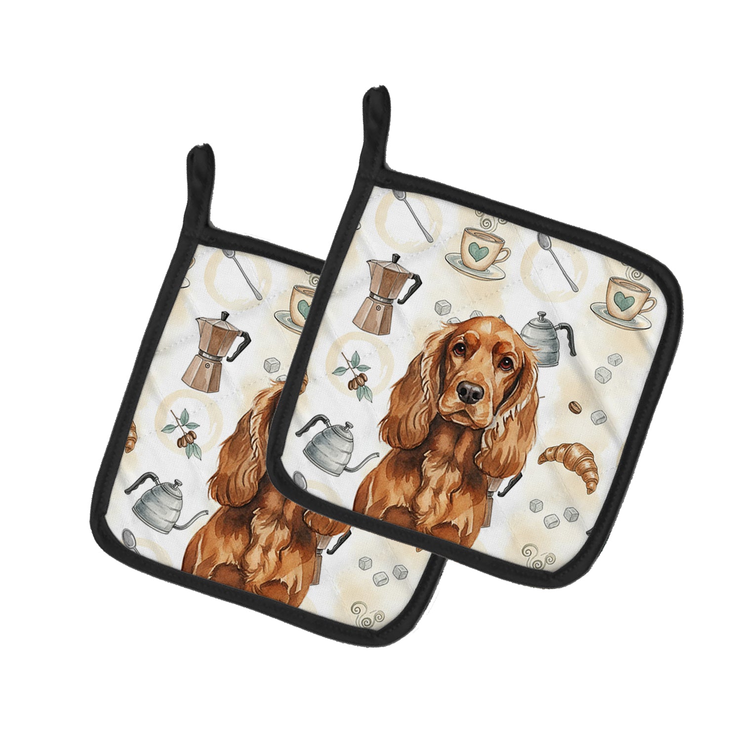 Caroline's Treasures Red English Cocker Spaniel Coffee Bar Pair of Pot Holders
