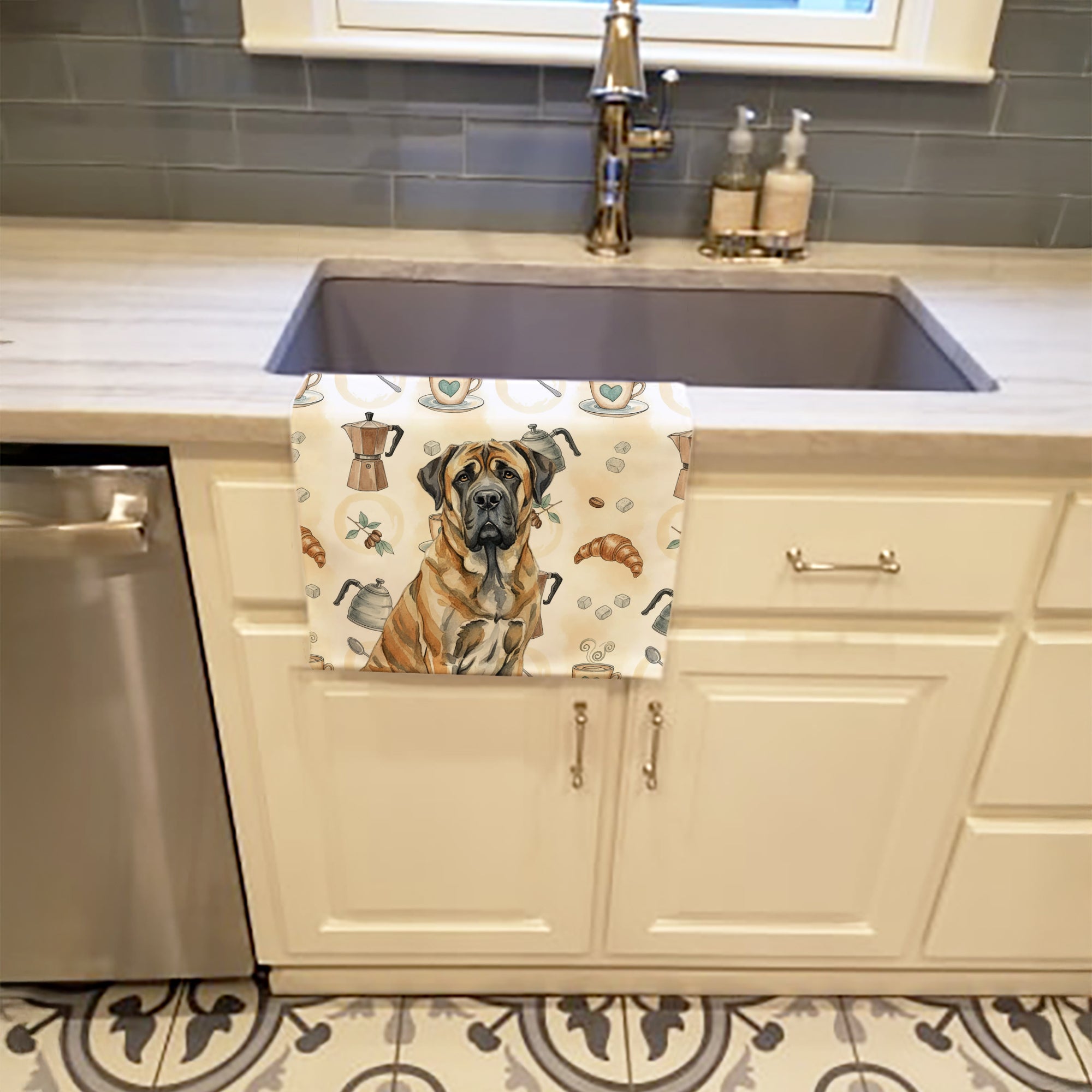 Caroline's Treasures Brindle English Mastiff Coffee Bar Kitchen Towel