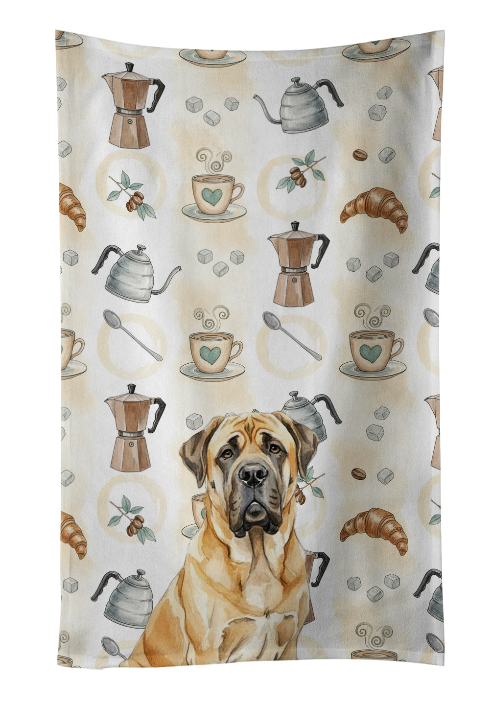 Caroline's Treasures Fawn English Mastiff Coffee Bar Kitchen Towel