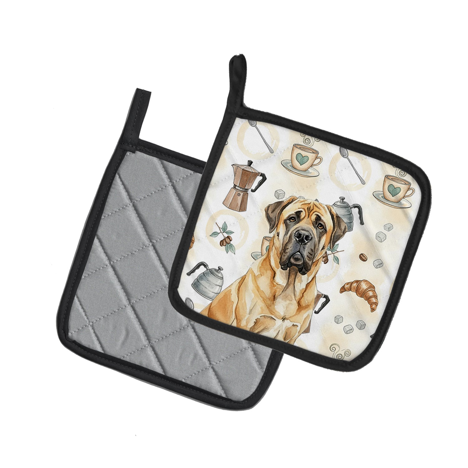 Caroline's Treasures Fawn English Mastiff Coffee Bar Pair of Pot Holders