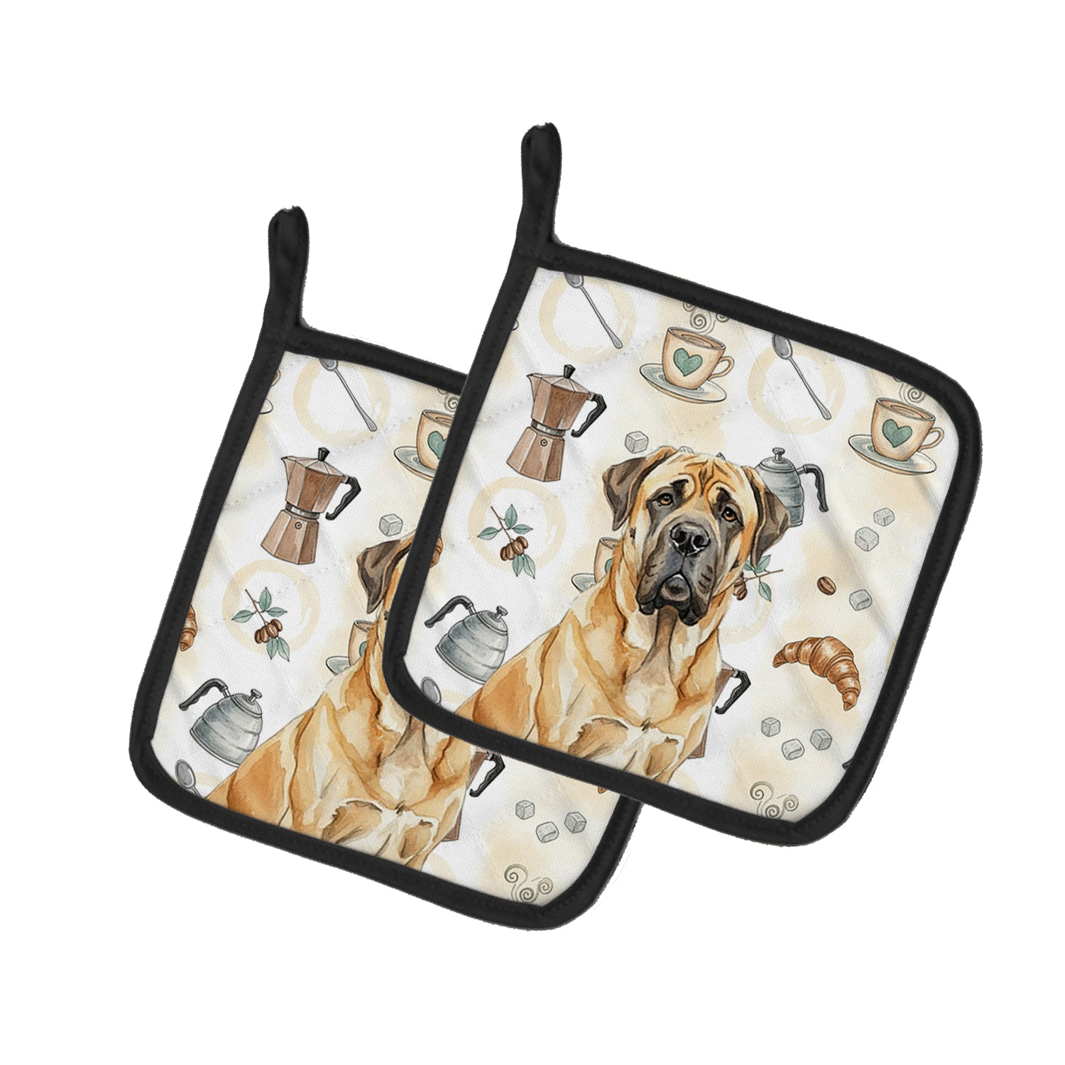 Caroline's Treasures Fawn English Mastiff Coffee Bar Pair of Pot Holders