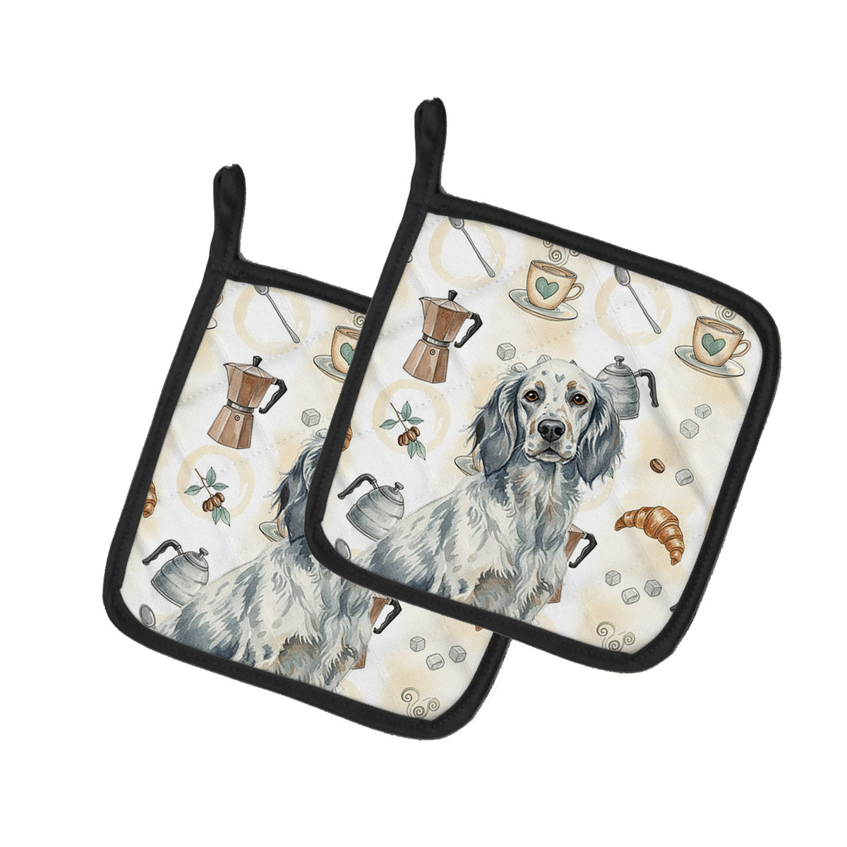 Caroline's Treasures Blue Belton English Setter Coffee Bar Pair of Pot Holders