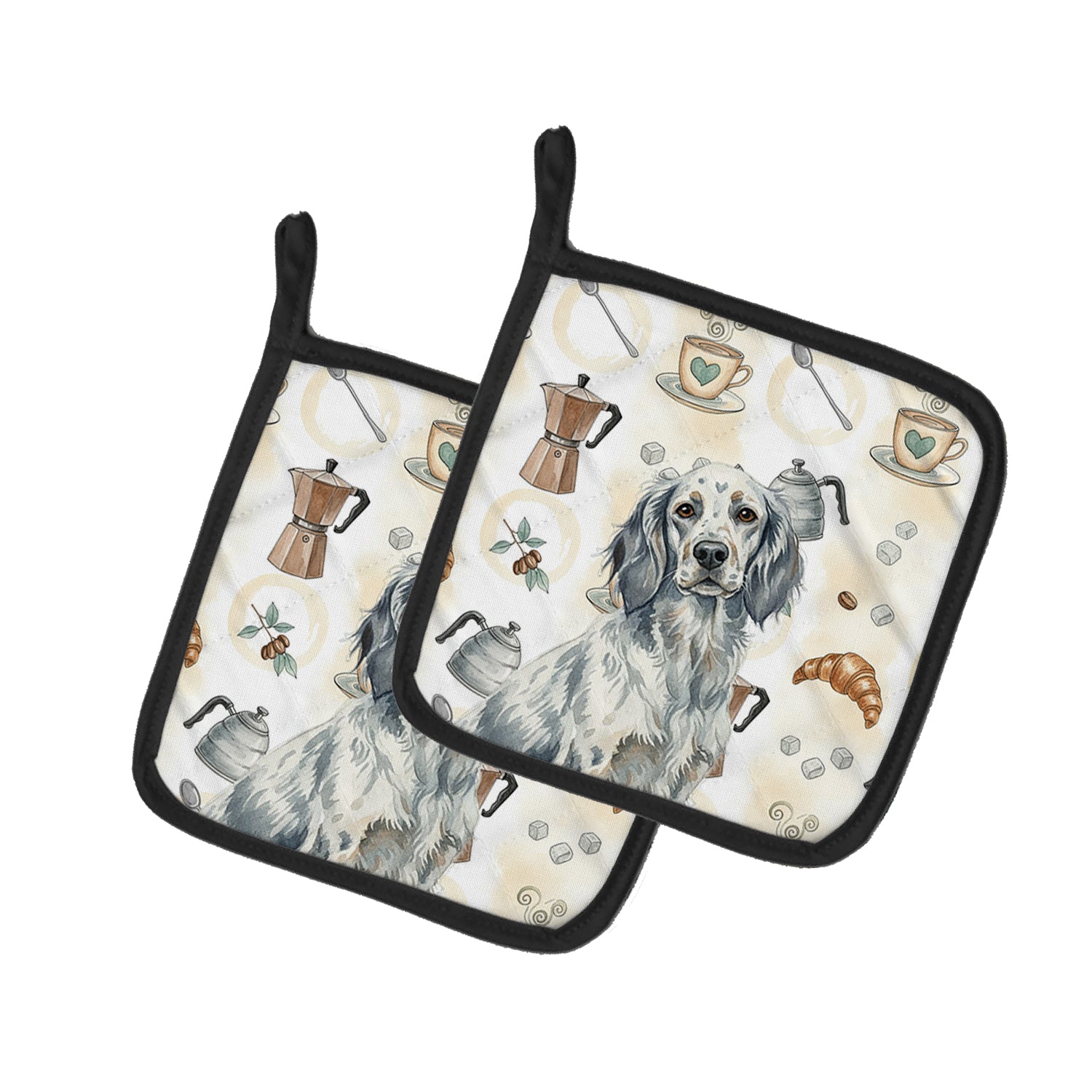Caroline's Treasures Blue Belton English Setter Coffee Bar Pair of Pot Holders