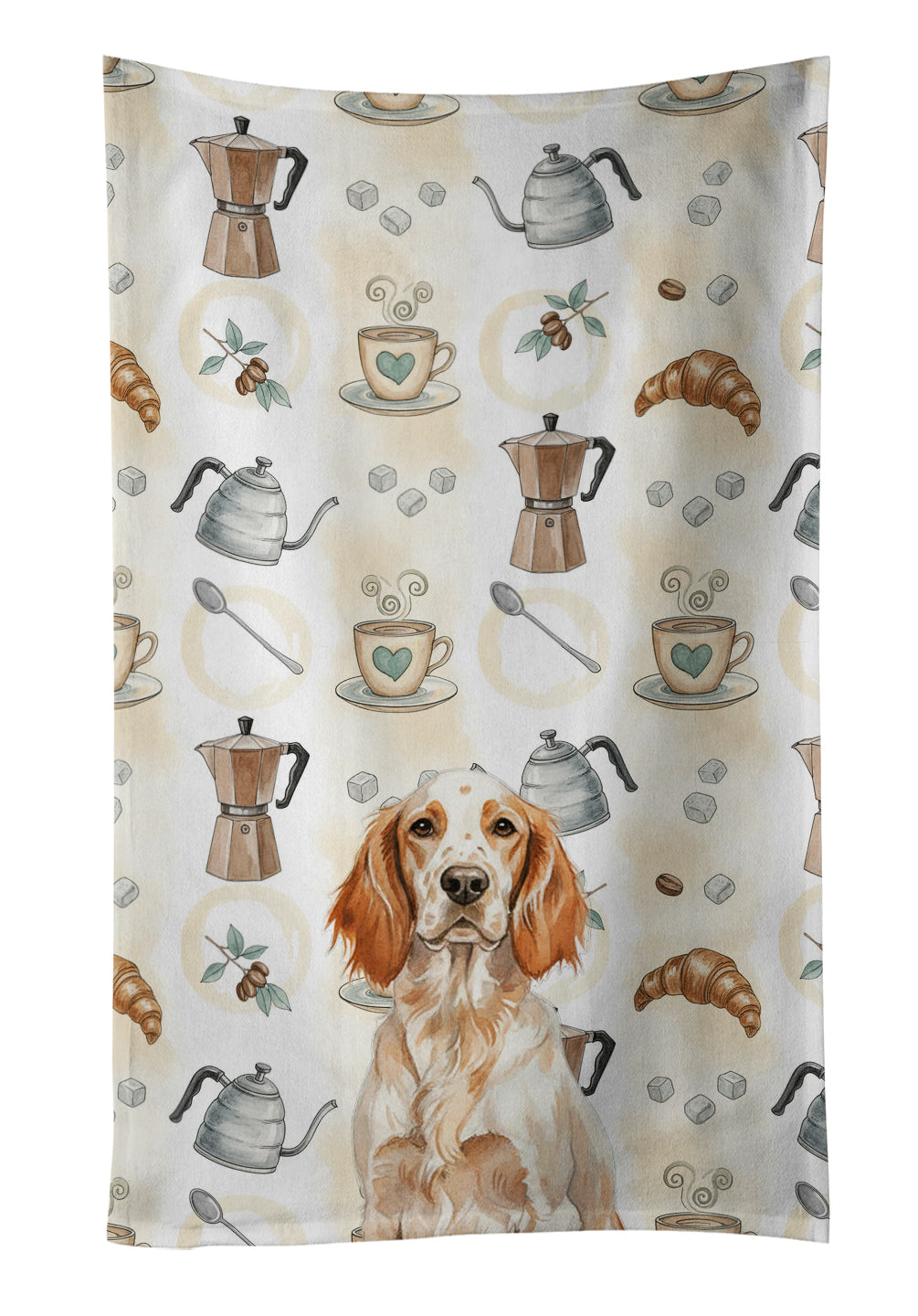 Caroline's Treasures Orange Belton English Setter Coffee Bar Kitchen Towel