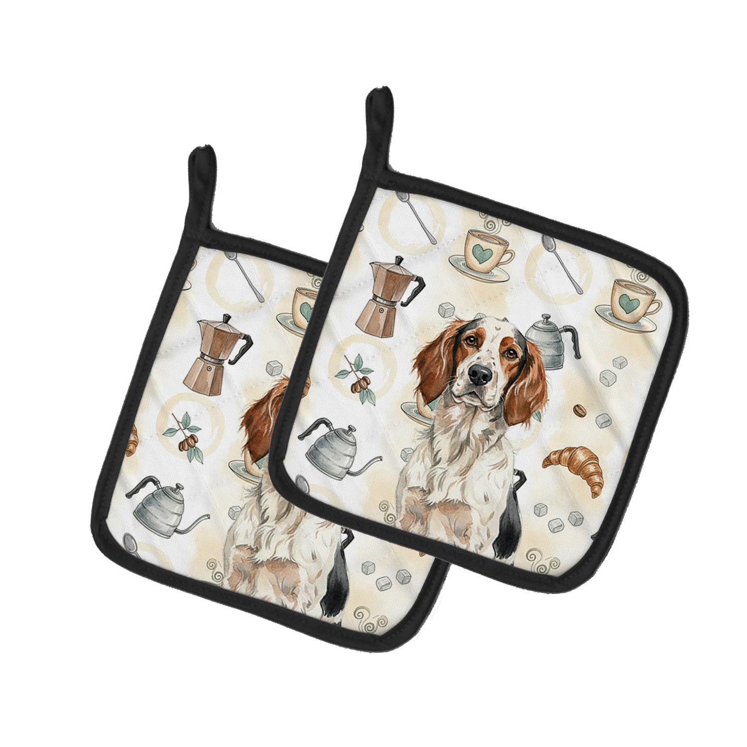 Caroline's Treasures Tricolor English Setter Coffee Bar Pair of Pot Holders