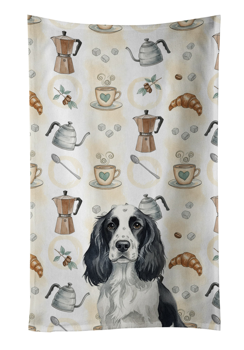 Caroline's Treasures Black and White English Springer Spaniel Coffee Bar Kitchen Towel
