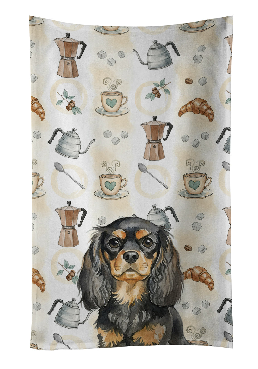 Caroline's Treasures Black and Tan English Toy Spaniel Coffee Bar Kitchen Towel