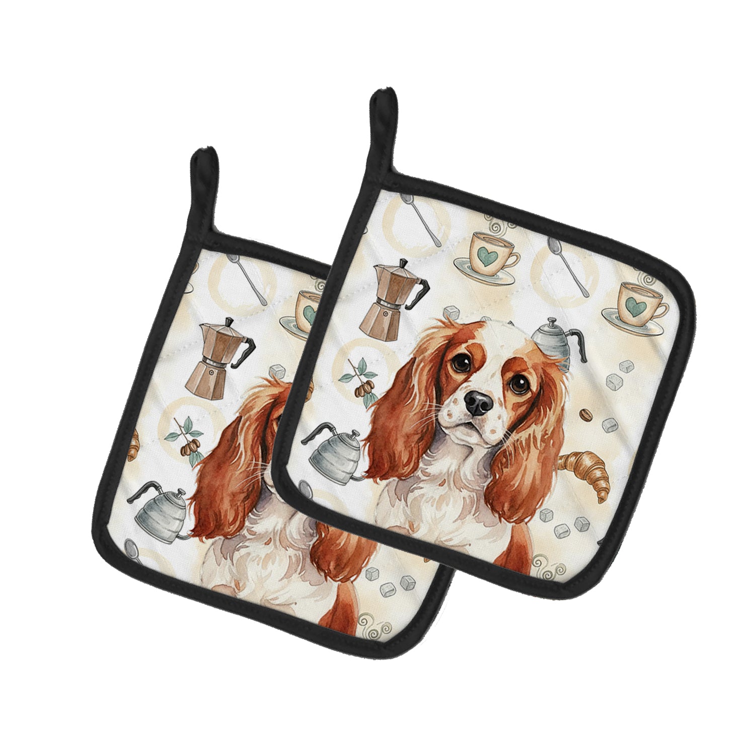 Caroline's Treasures Blenheim English Toy Spaniel Coffee Bar Pair of Pot Holders
