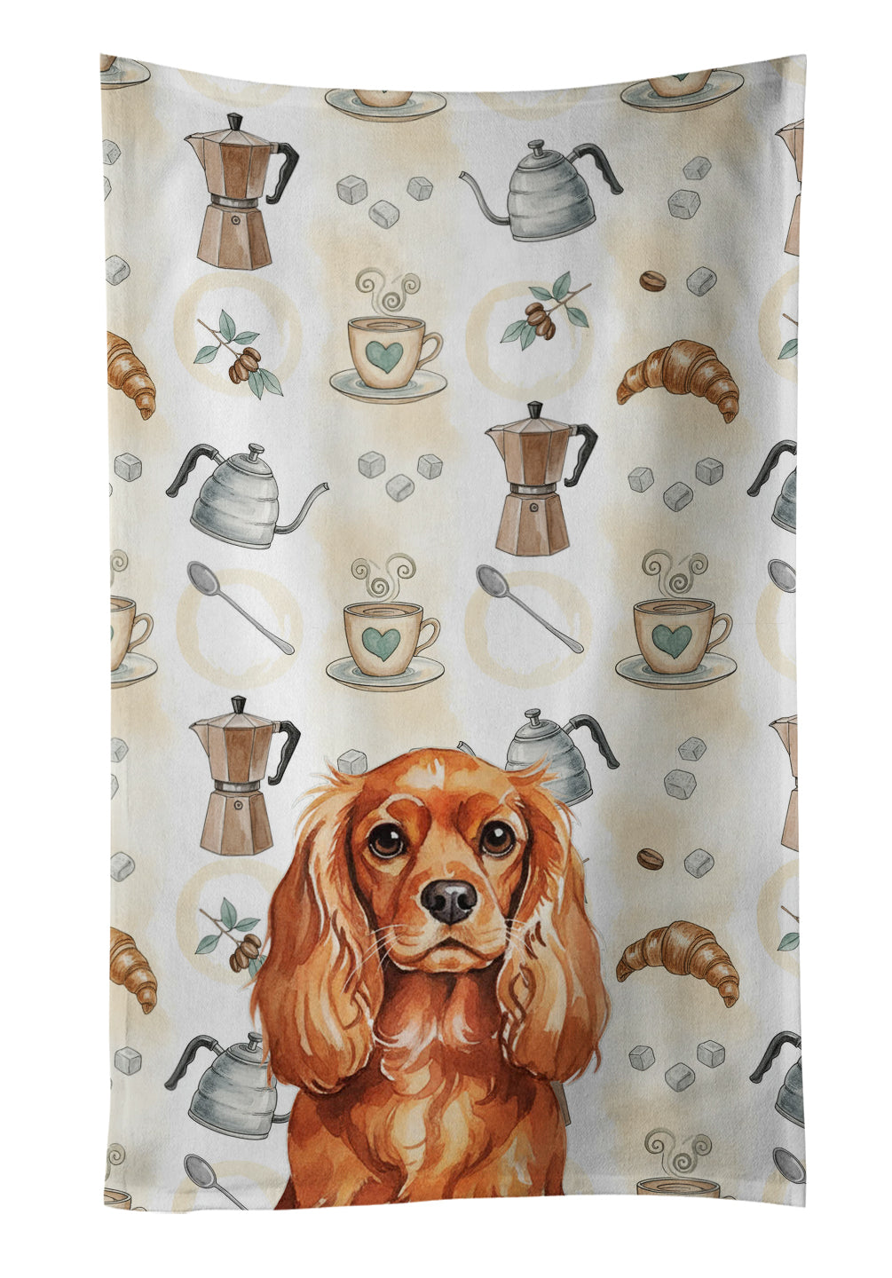 Caroline's Treasures Ruby English Toy Spaniel Coffee Bar Kitchen Towel