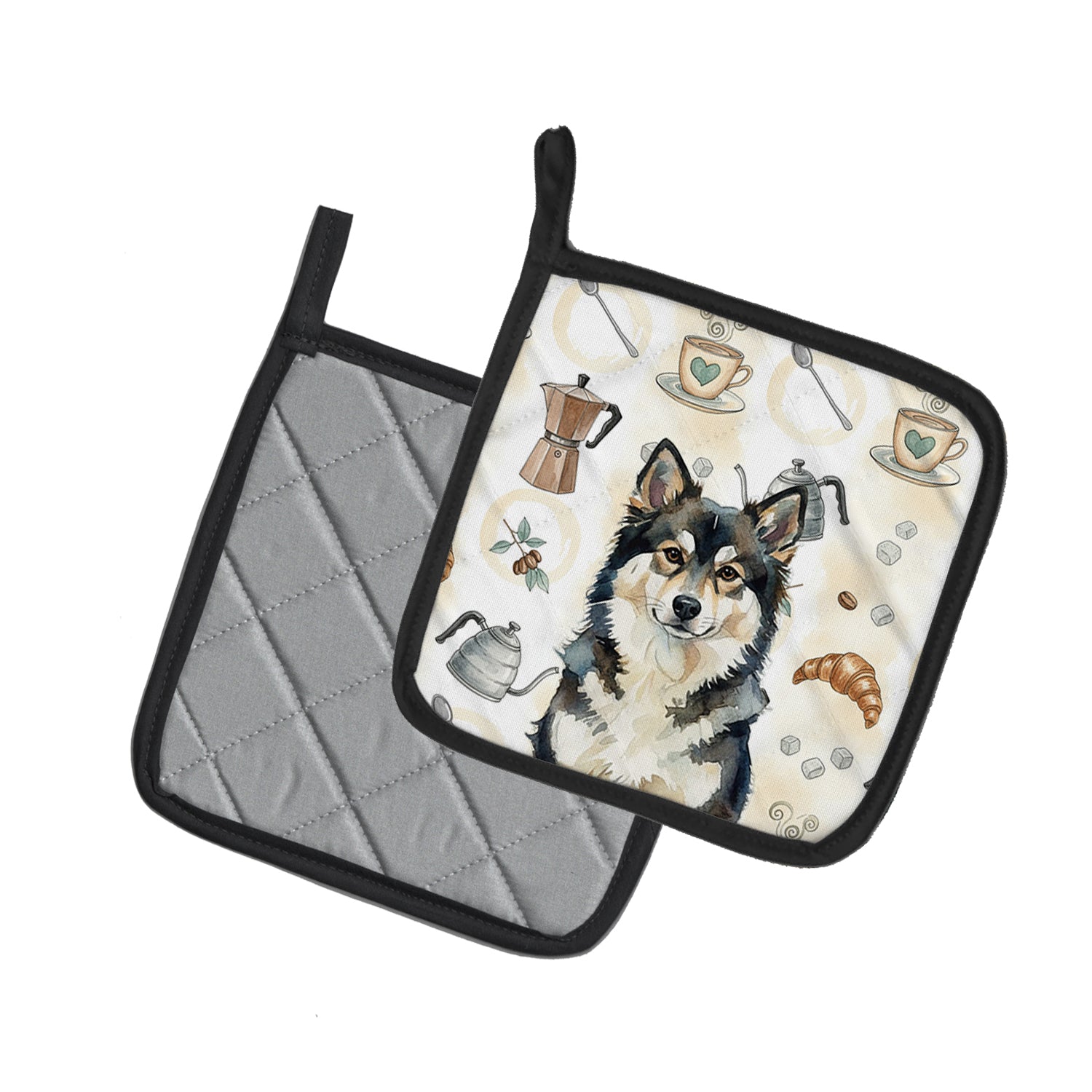 Caroline's Treasures Finnish Lapphund Coffee Bar Pair of Pot Holders