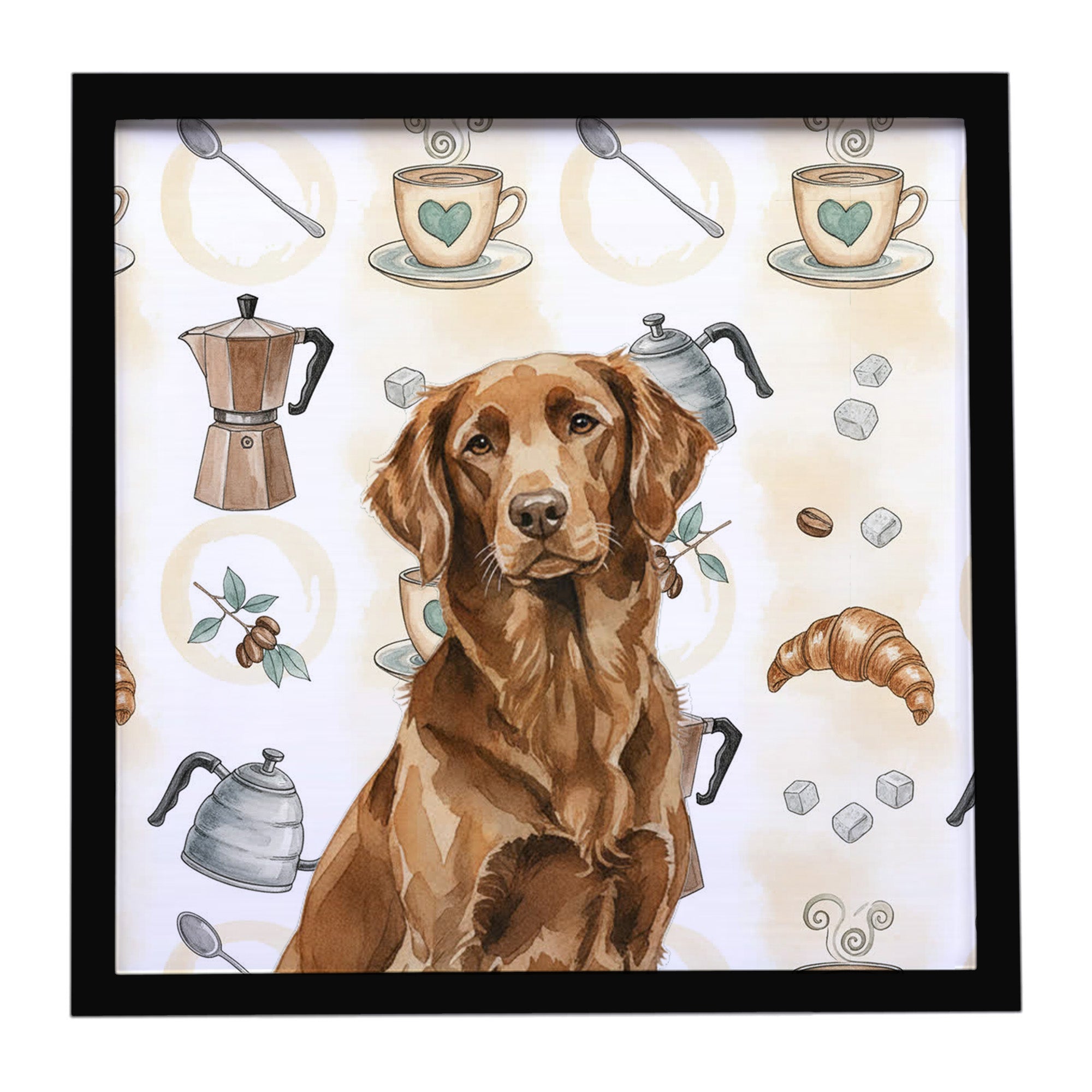 Caroline's Treasures Liver Flat-Coated Retriever Coffee Bar Framed Metal Print