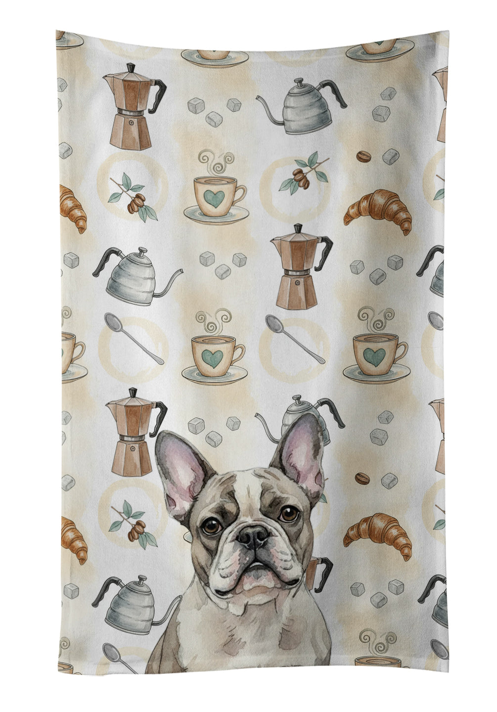Caroline's Treasures Pied French Bulldog Coffee Bar Kitchen Towel