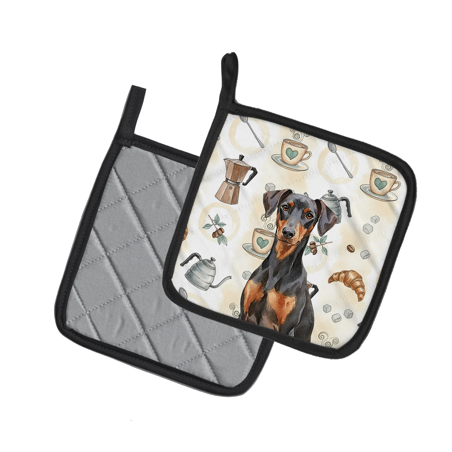 Caroline's Treasures German Pinscher Coffee Bar Pair of Pot Holders