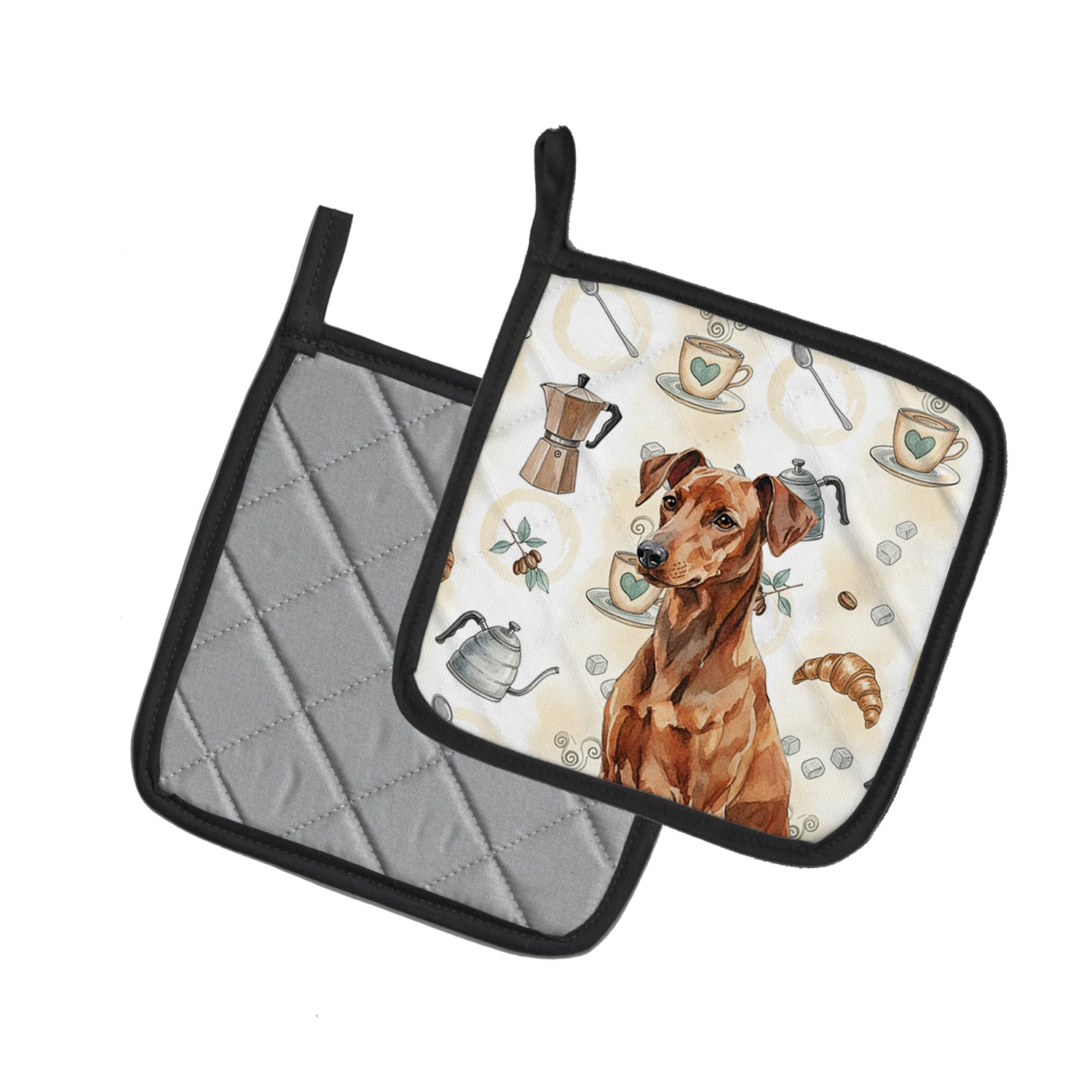 Caroline's Treasures Red German Pinscher Coffee Bar Pair of Pot Holders