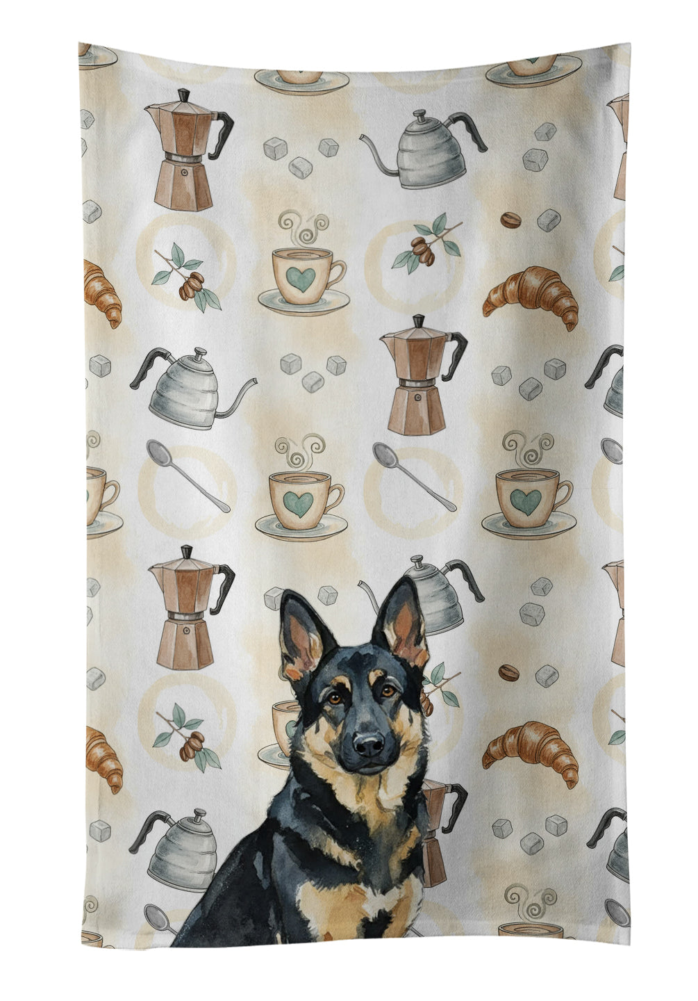 Caroline's Treasures Black and Tan German Shepherd Coffee Bar Kitchen Towel