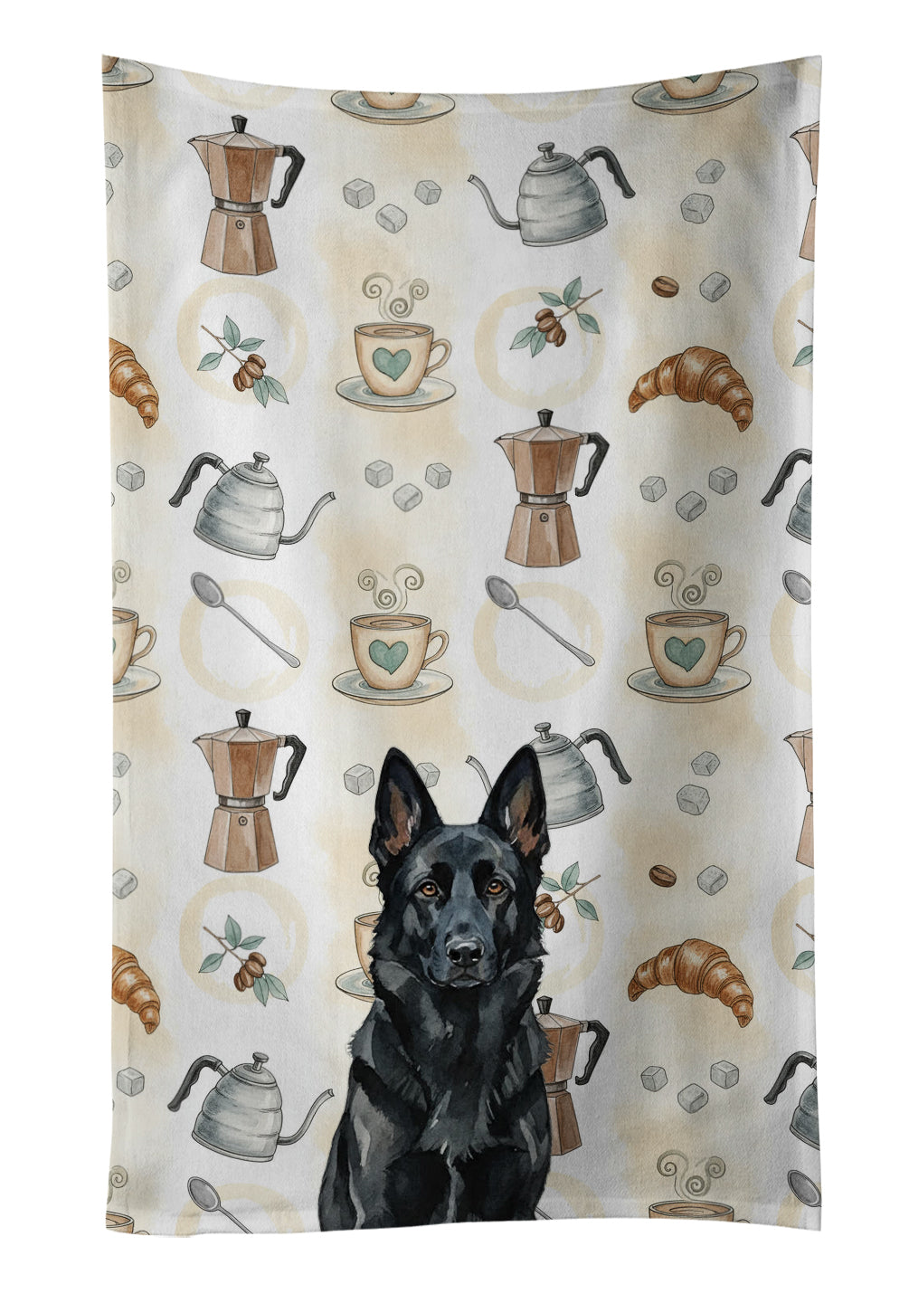 Caroline's Treasures Black German Shepherd Coffee Bar Kitchen Towel