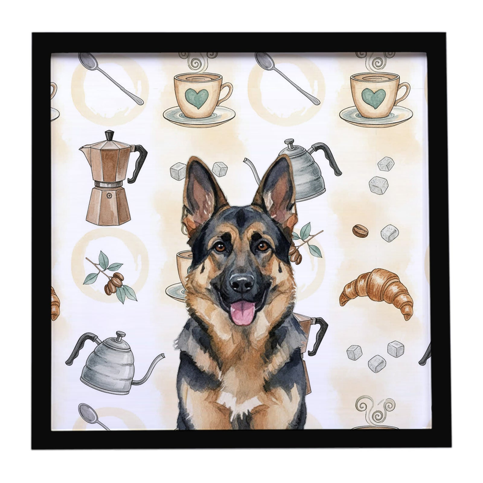 Caroline's Treasures German Shepherd Coffee Bar Framed Metal Print