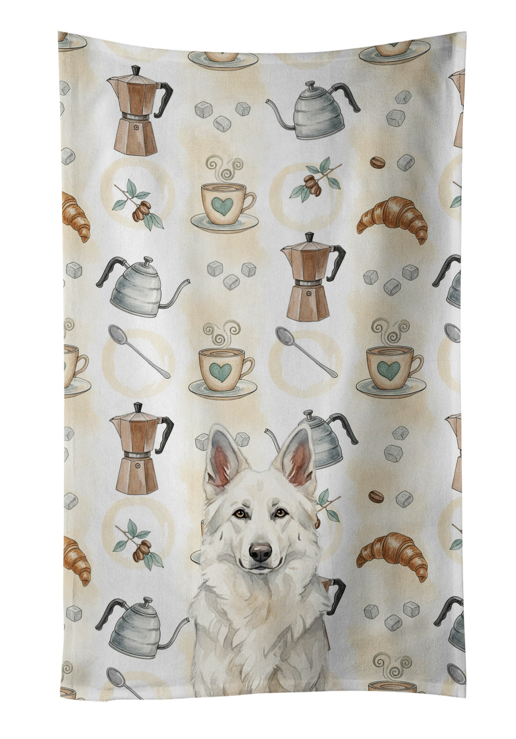 Caroline's Treasures White German Shepherd Coffee Bar Kitchen Towel