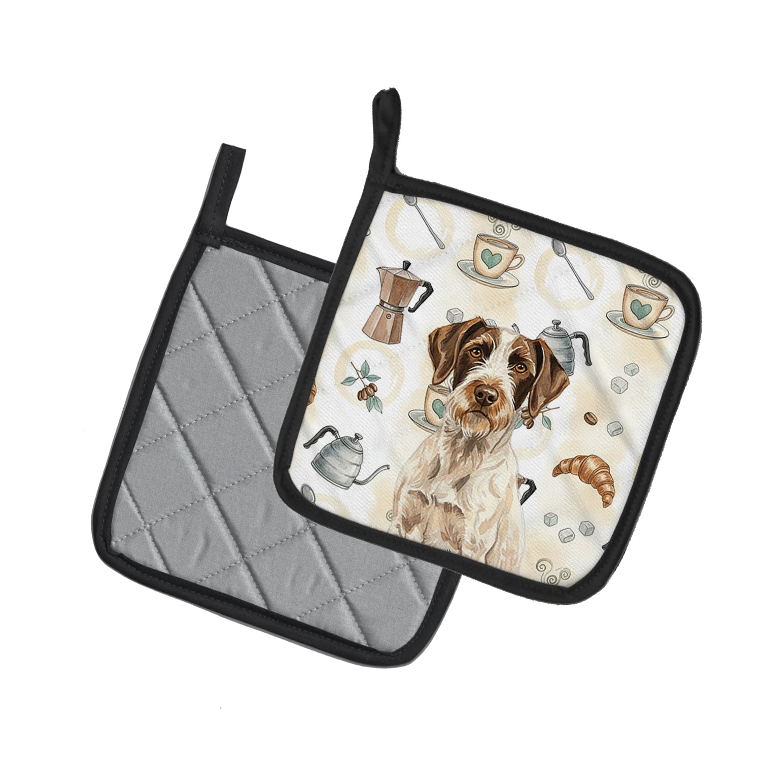 Caroline's Treasures Liver and White German Wirehaired Pointer Coffee Bar Pair of Pot Holders