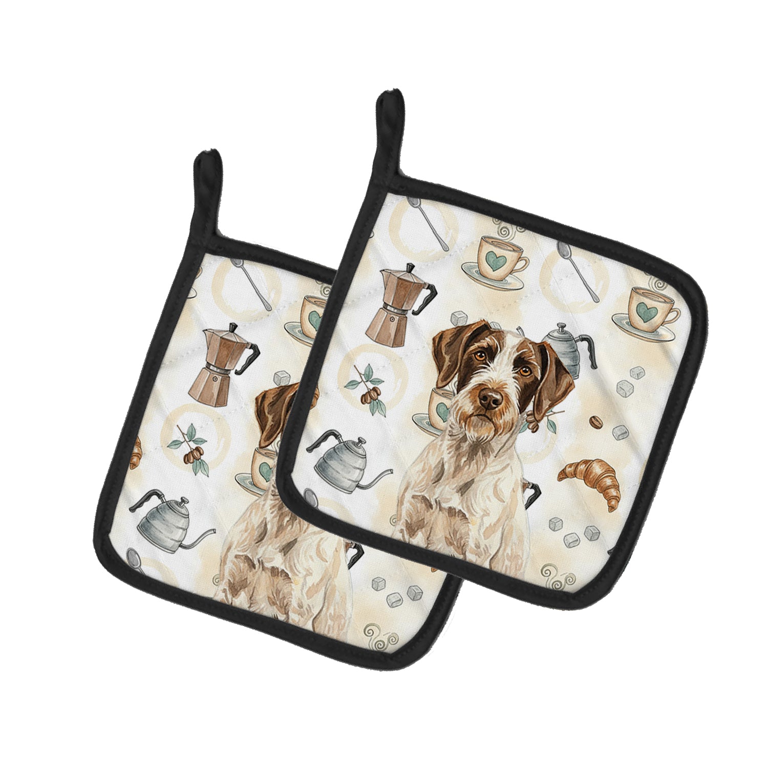 Caroline's Treasures Liver and White German Wirehaired Pointer Coffee Bar Pair of Pot Holders
