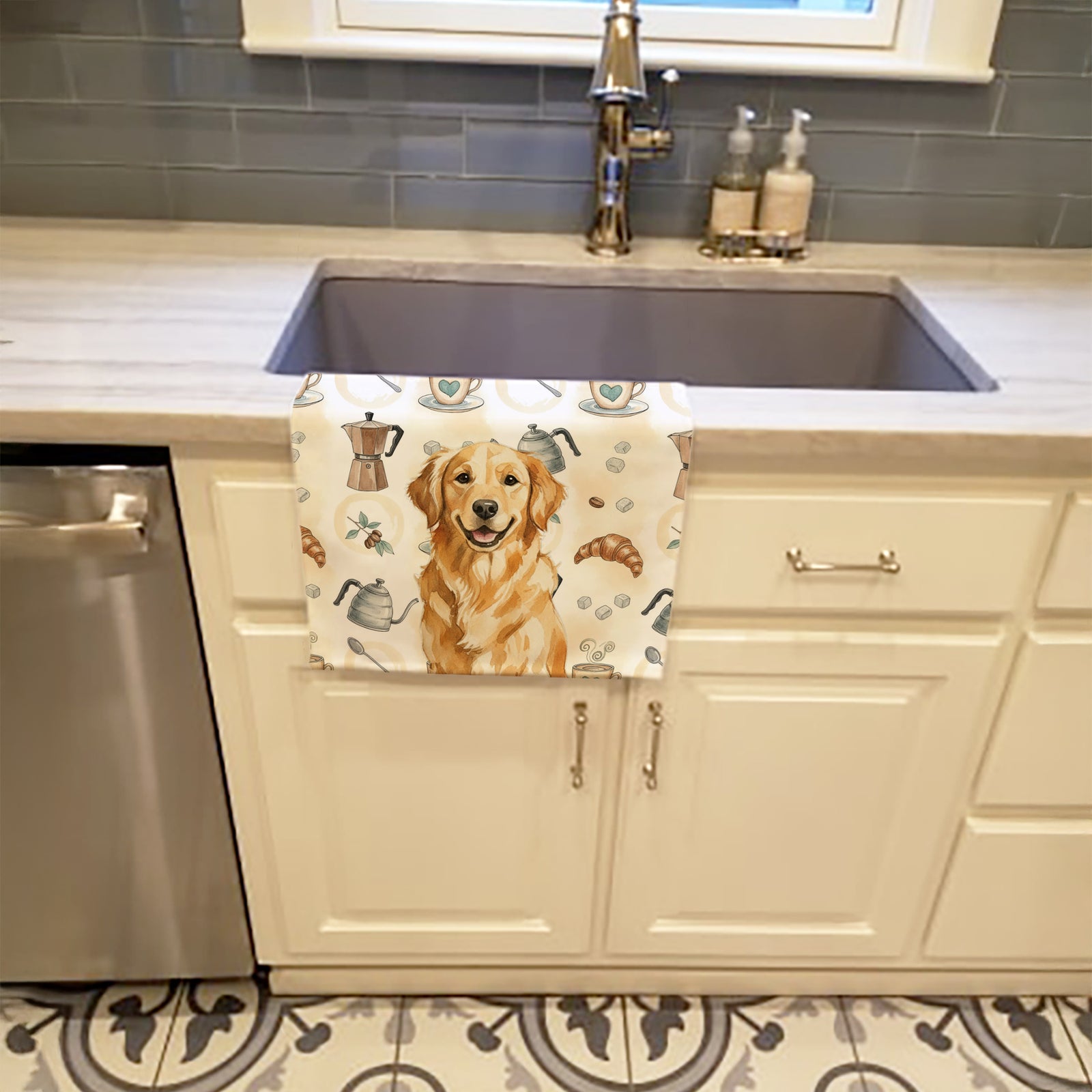 Caroline's Treasures Golden Retriever Coffee Bar Kitchen Towel