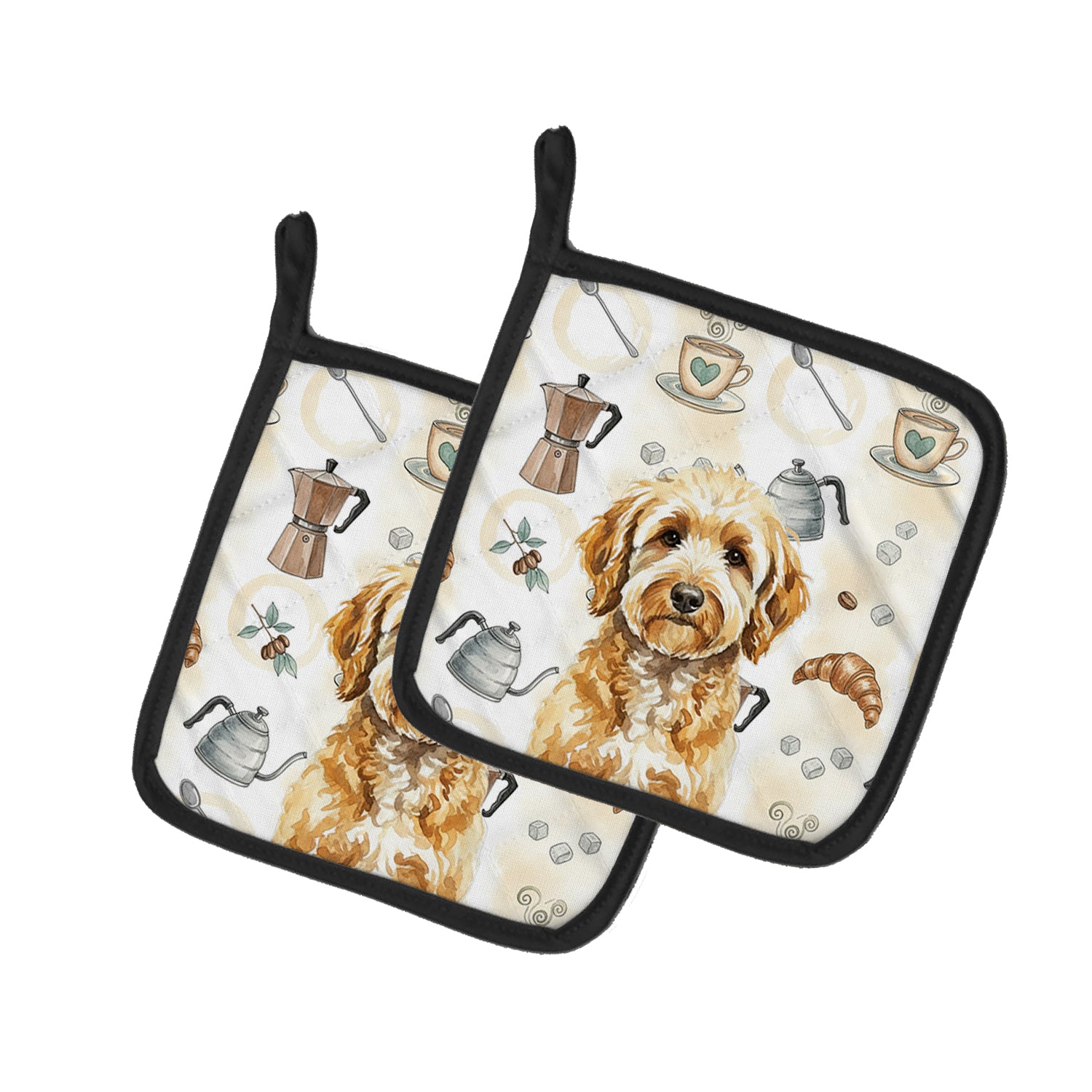 Caroline's Treasures Goldendoodle Coffee Bar Pair of Pot Holders