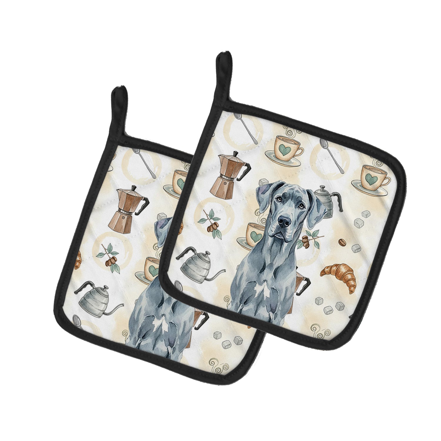 Caroline's Treasures Blue Great Dane Coffee Bar Pair of Pot Holders