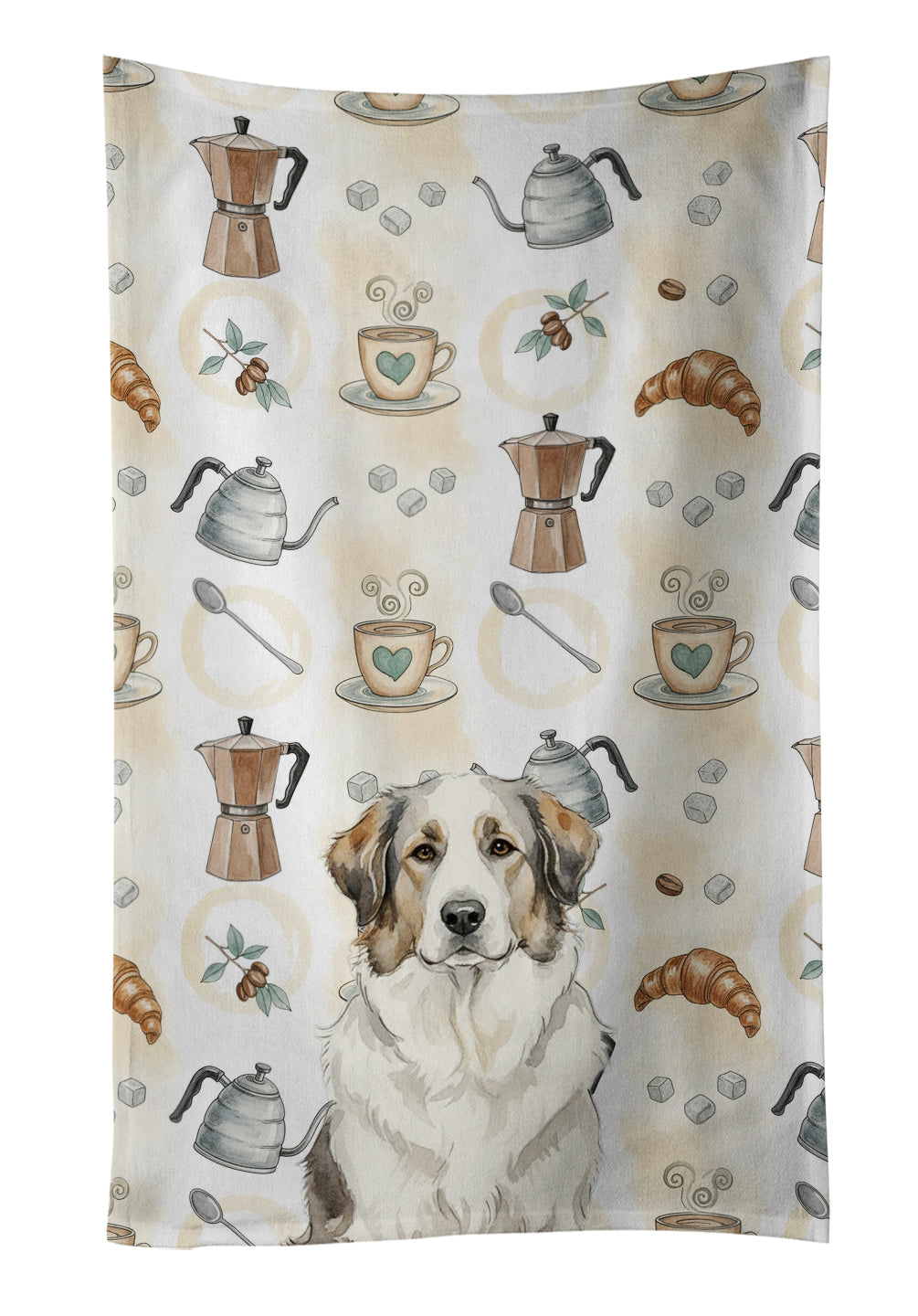 Caroline's Treasures Badger Great Pyrenees Coffee Bar Kitchen Towel