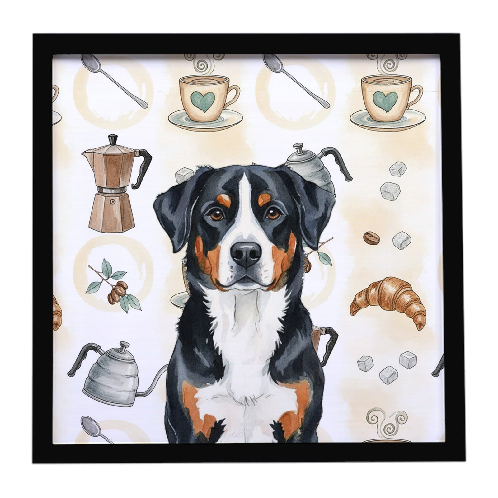 Caroline's Treasures Greater Swiss Mountain Dog Coffee Bar Framed Metal Print